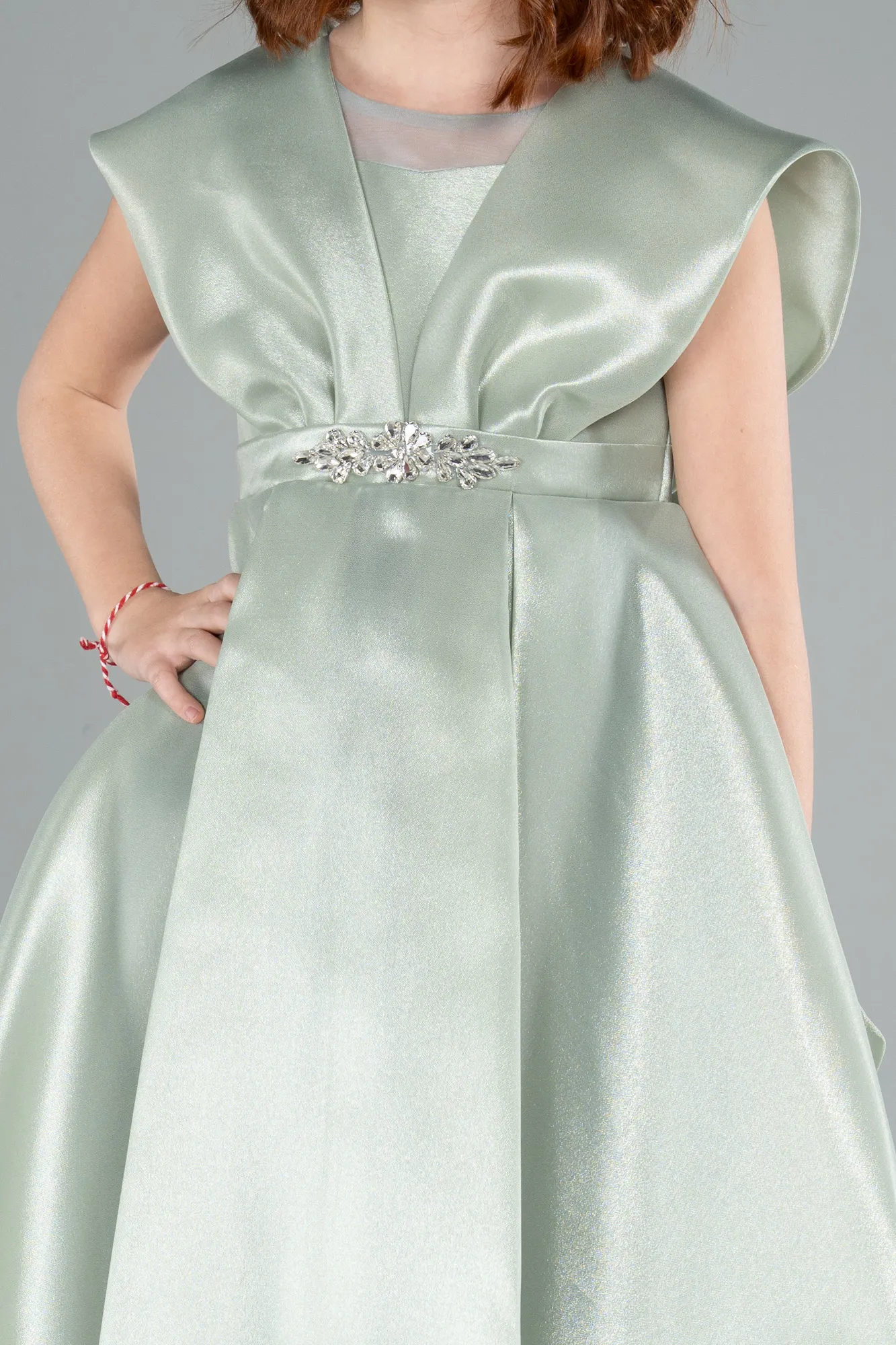 Mint-Front Short Back Long Girl Dress ABO113