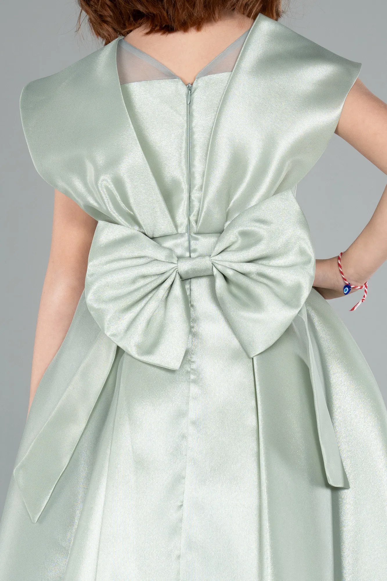 Mint-Front Short Back Long Girl Dress ABO113