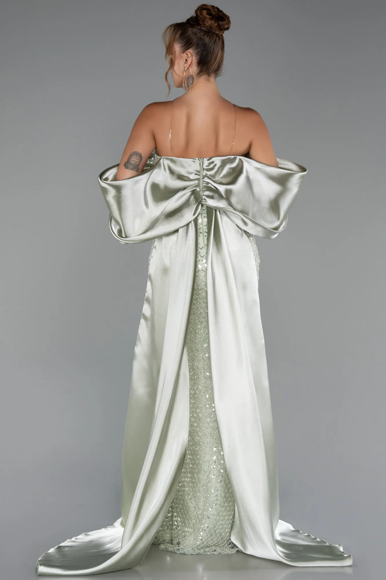 Mint-Long Beaded Evening Dress ABU5169