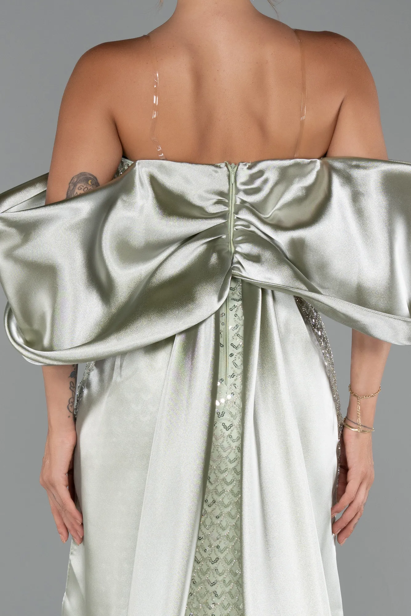 Mint-Long Beaded Evening Dress ABU5169