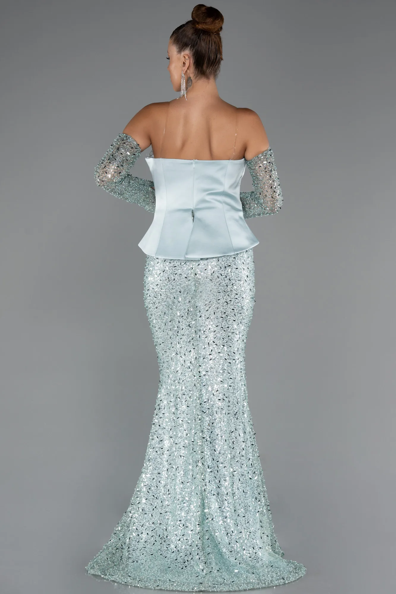 Mint-Long Beaded Evening Dress ABU5303