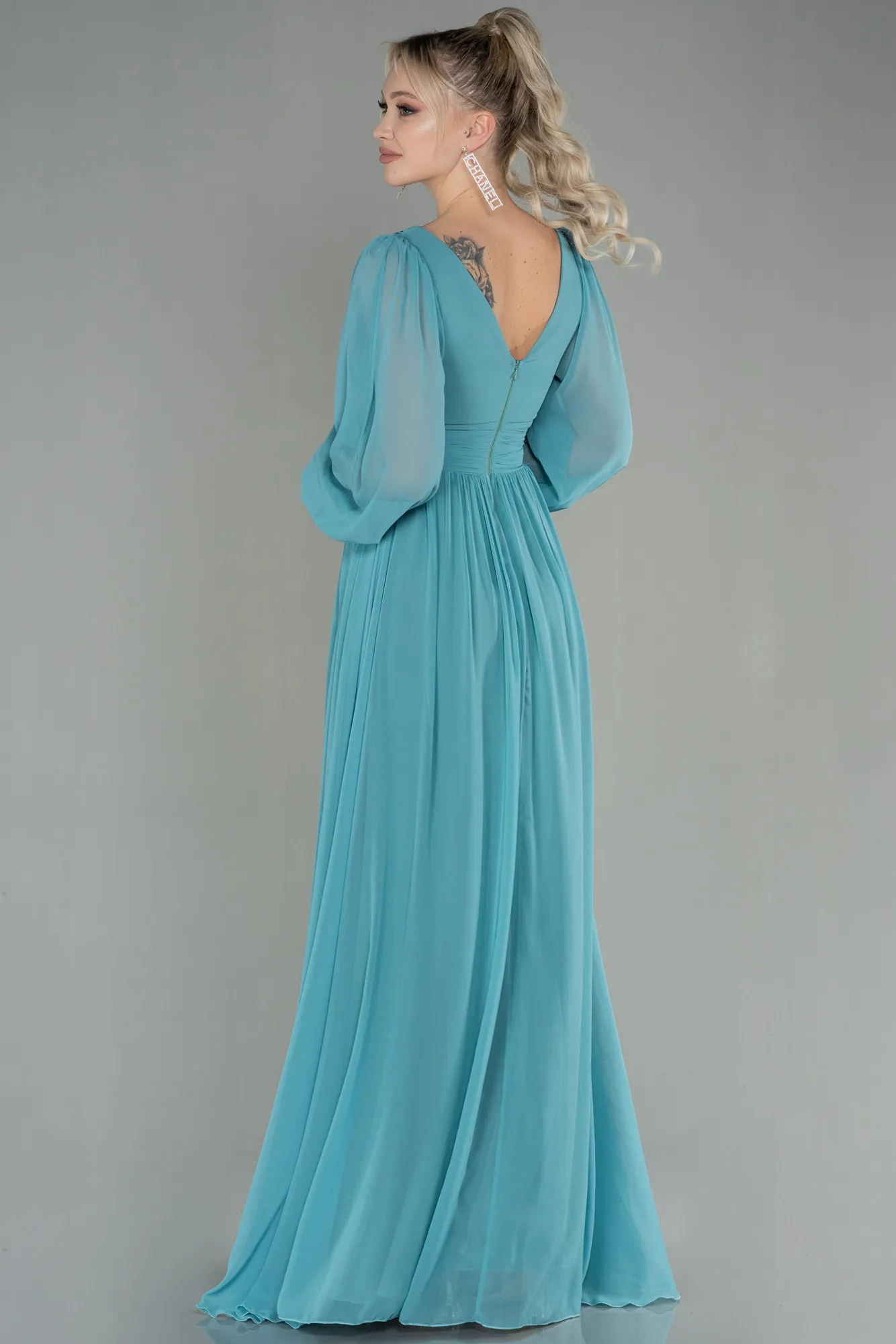 Mint-Long Chiffon Evening Dress ABU1702