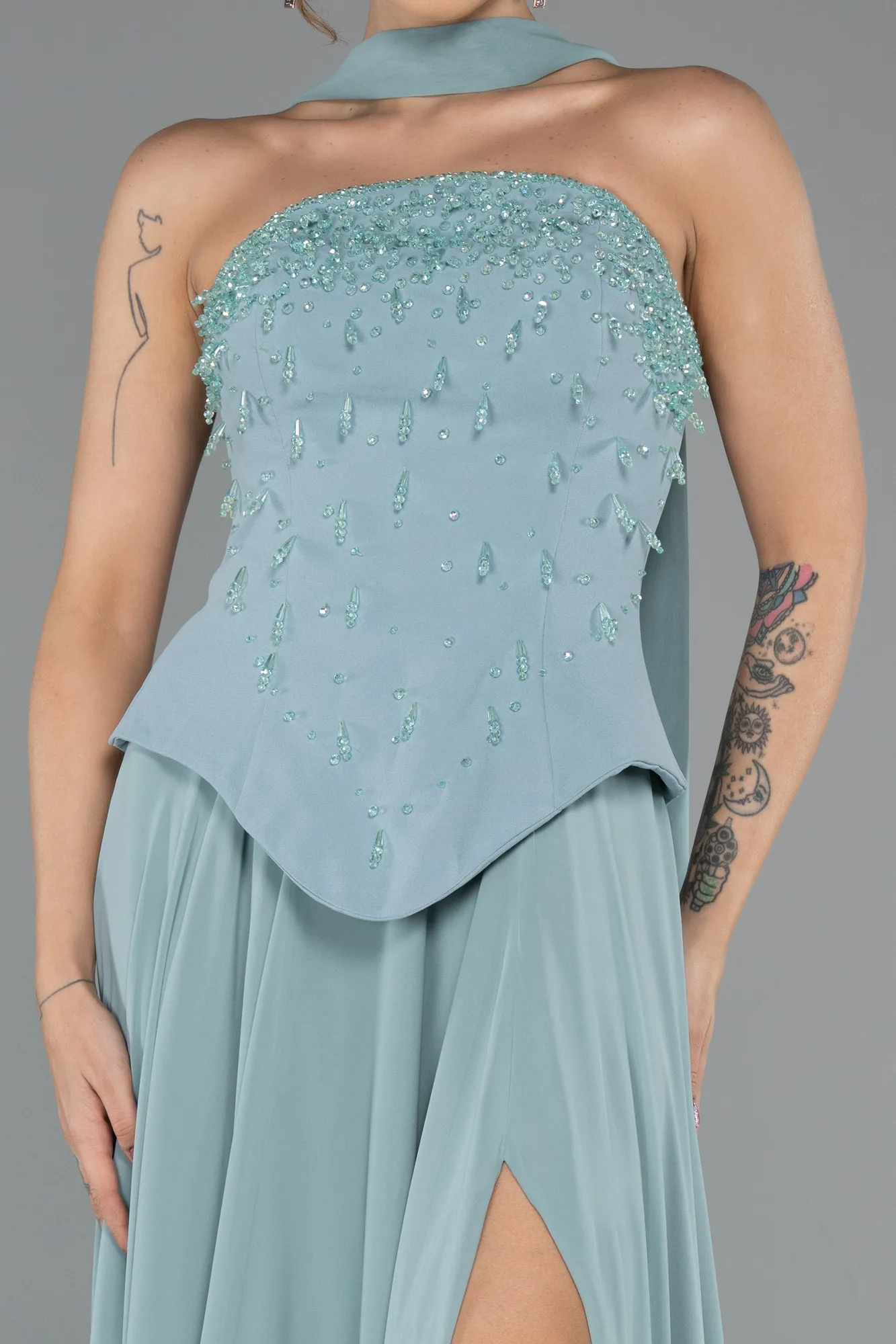 Mint-Long Chiffon Evening Dress ABU5420