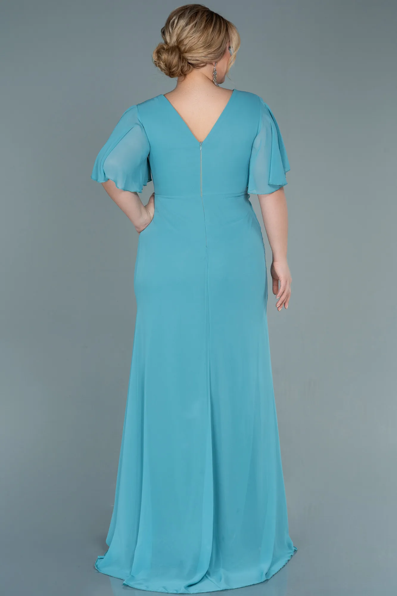 Mint-Long Chiffon Oversized Evening Dress ABU2748