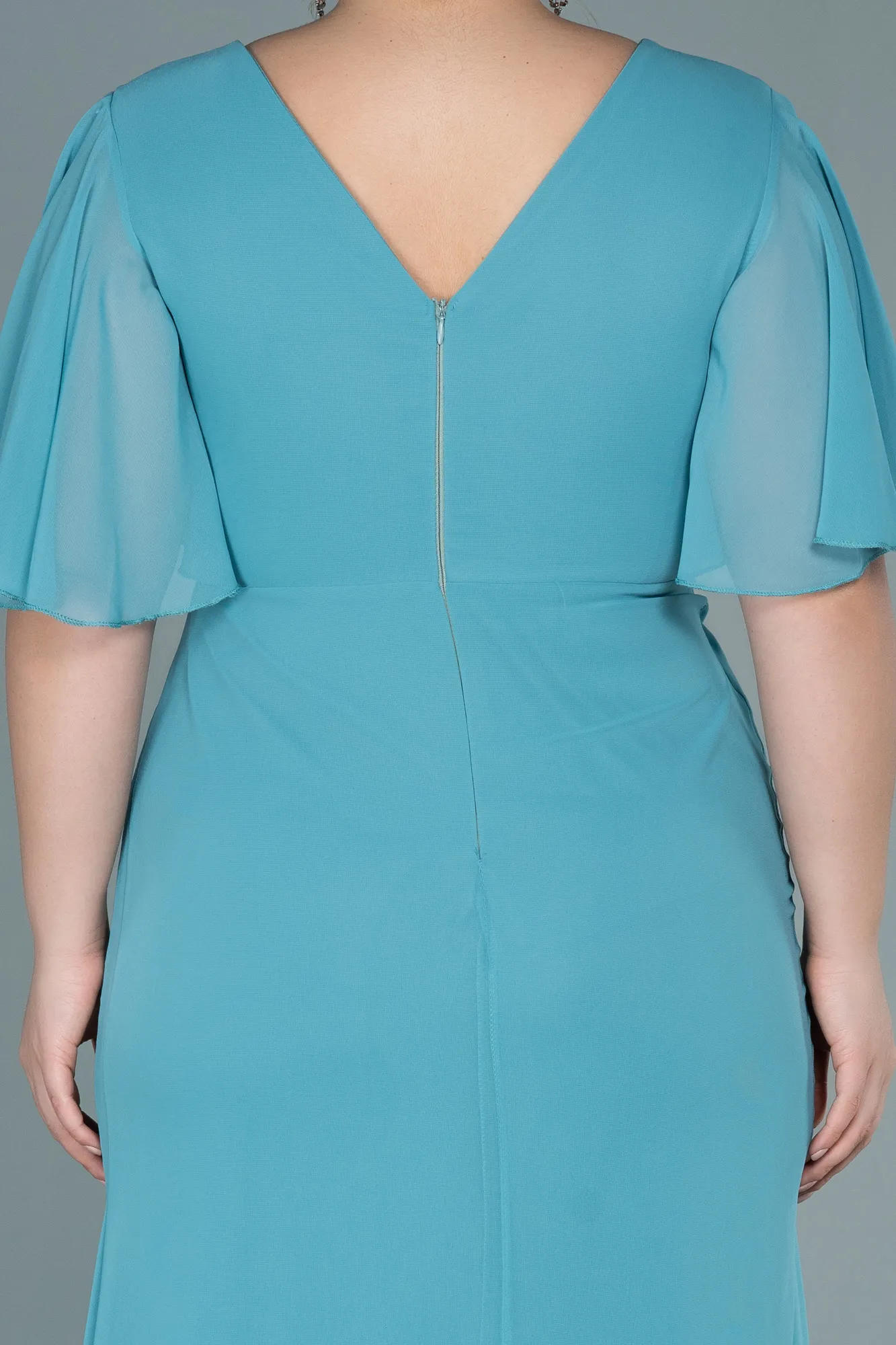 Mint-Long Chiffon Oversized Evening Dress ABU2748