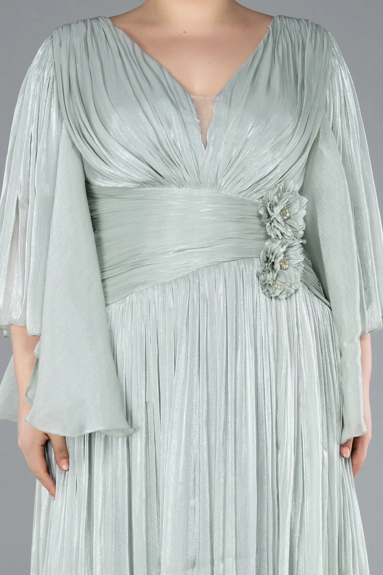 Mint-Long Chiffon Oversized Evening Dress ABU4894