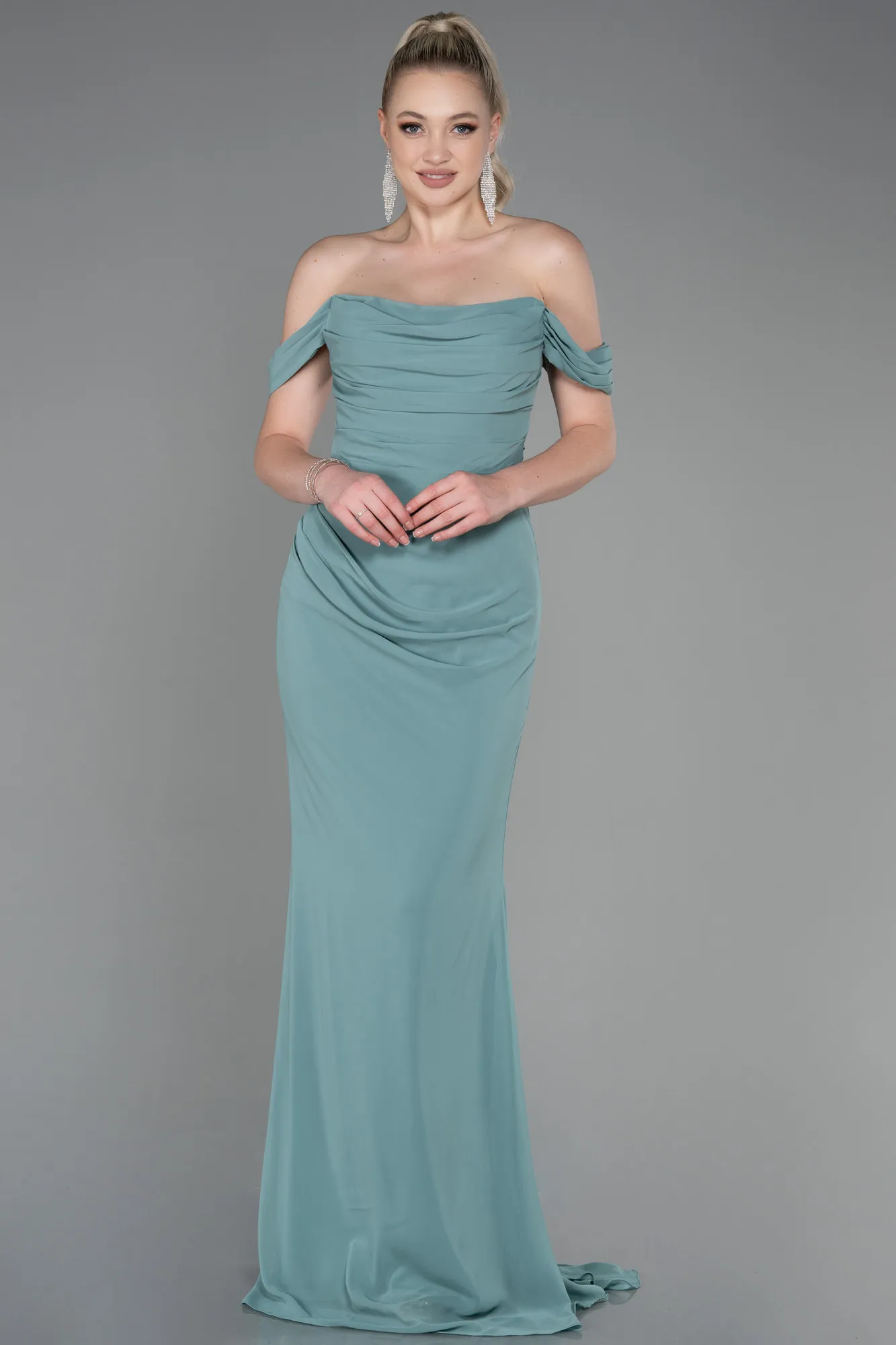 Mint-Long Chiffon Prom Gown ABU3211