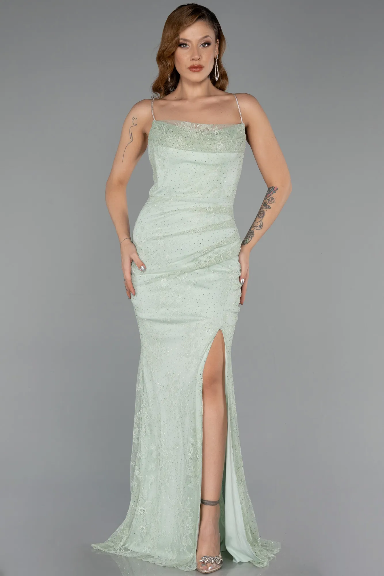 Mint-Long Dantelle Evening Dress ABU5407