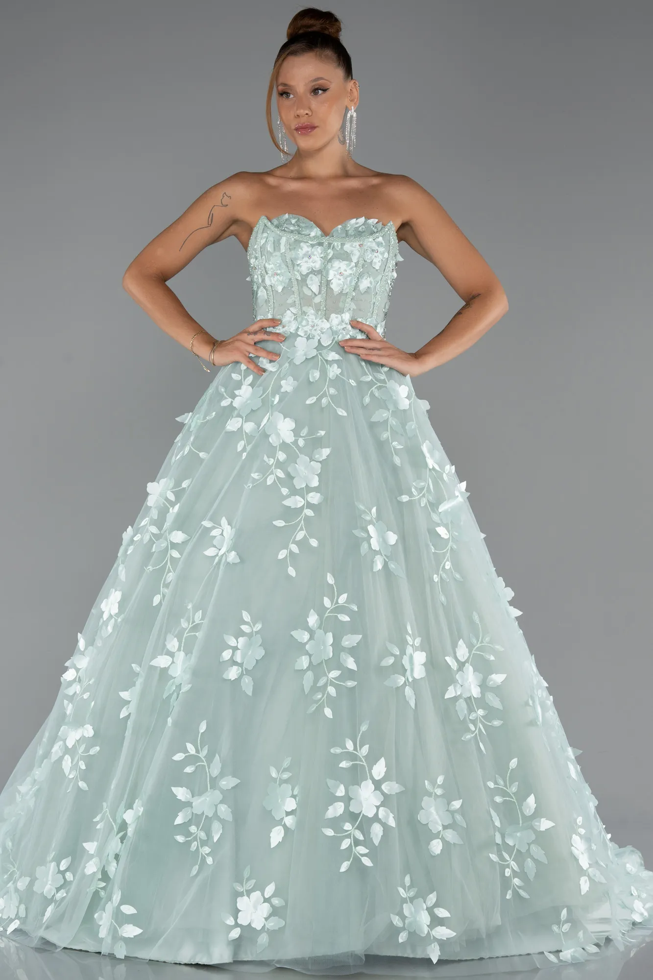 Mint-Long Evening Dress ABU5585