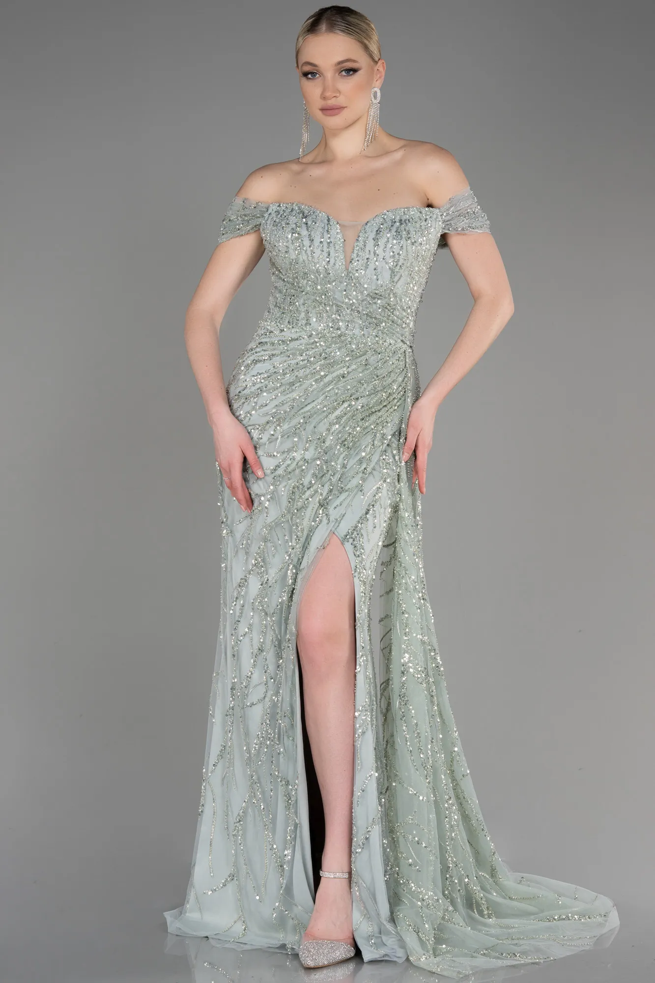 Mint-Long Haute Couture Dress ABU3796