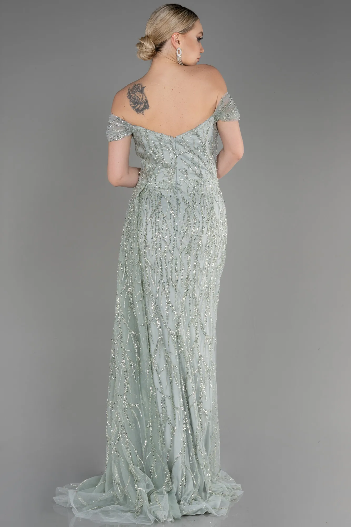 Mint-Long Haute Couture Dress ABU3796
