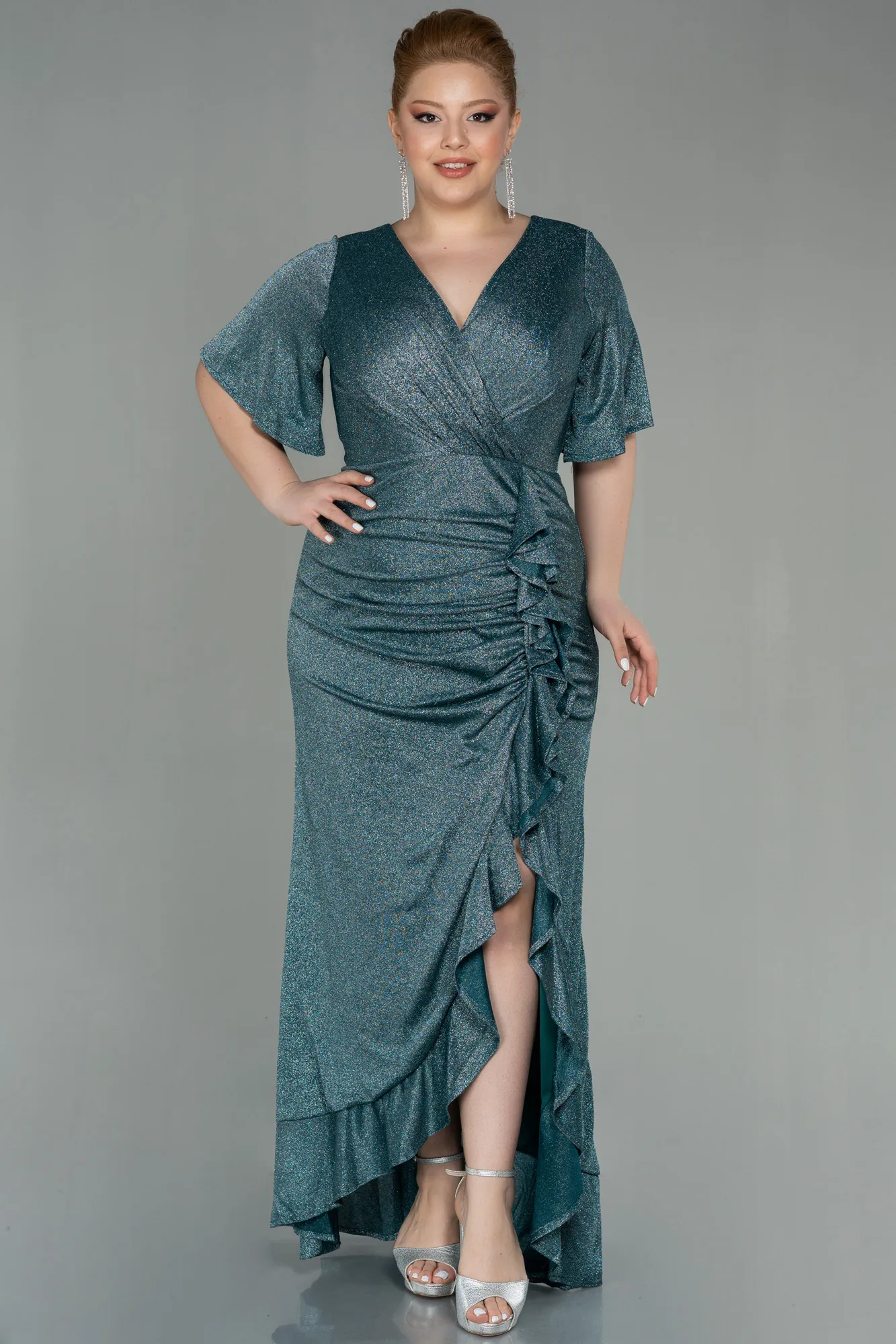 Mint-Long Plus Size Evening Dress ABU2867