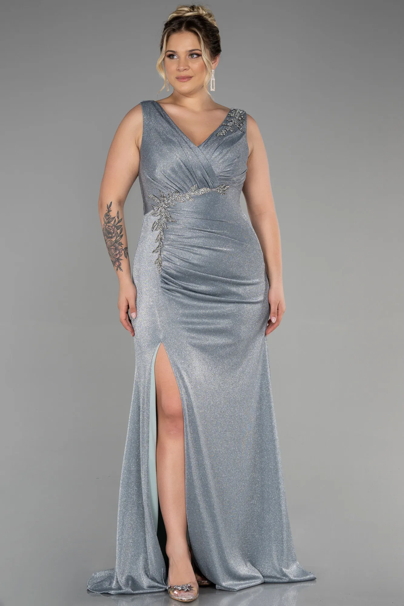 Mint-Long Plus Size Evening Dress ABU3439