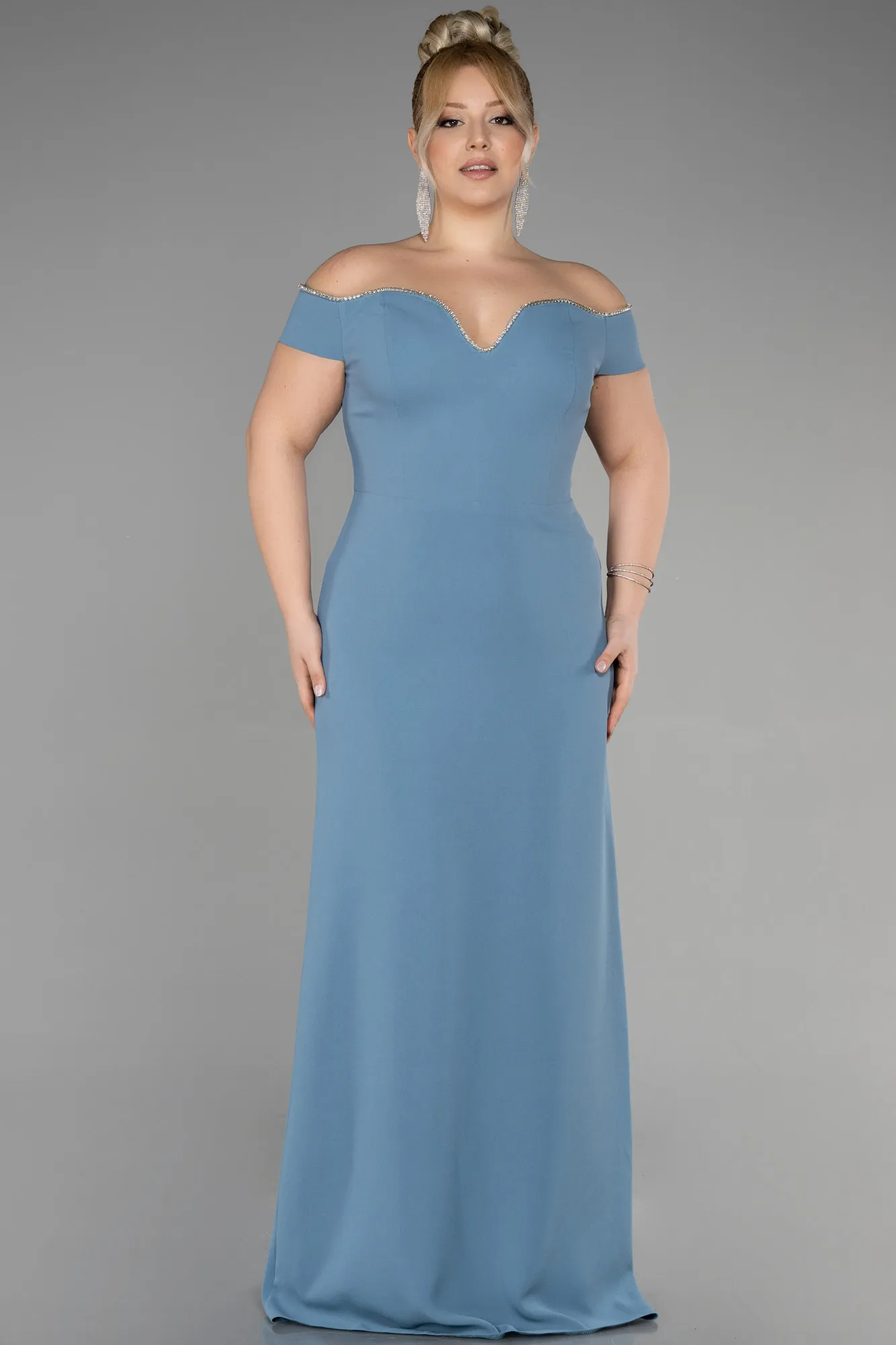 Mint-Long Plus Size Evening Dress ABU3582