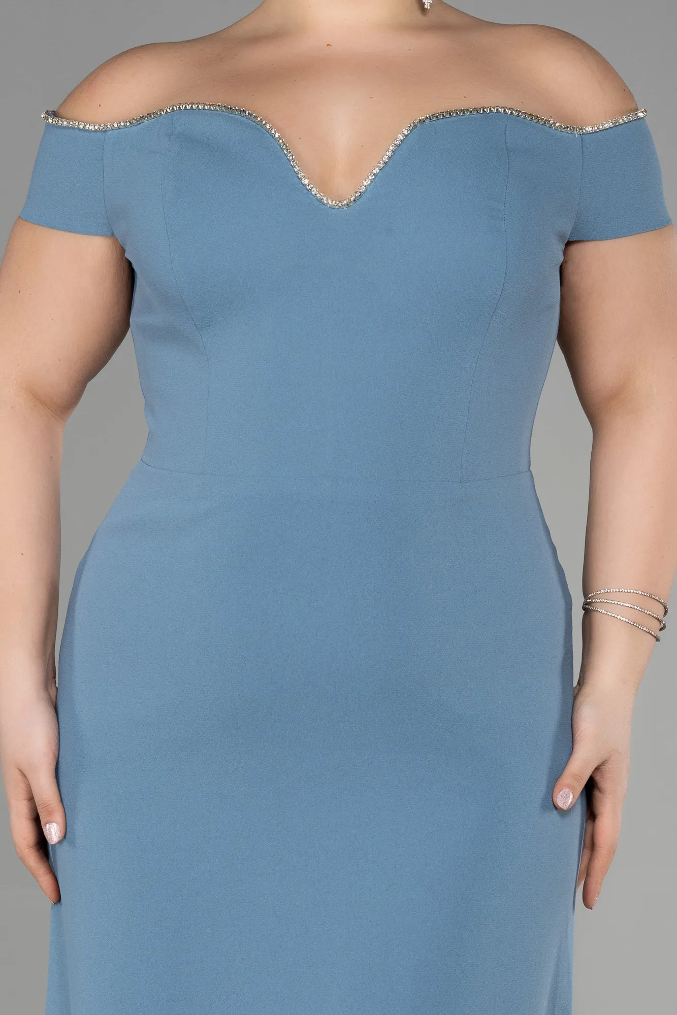 Mint-Long Plus Size Evening Dress ABU3582