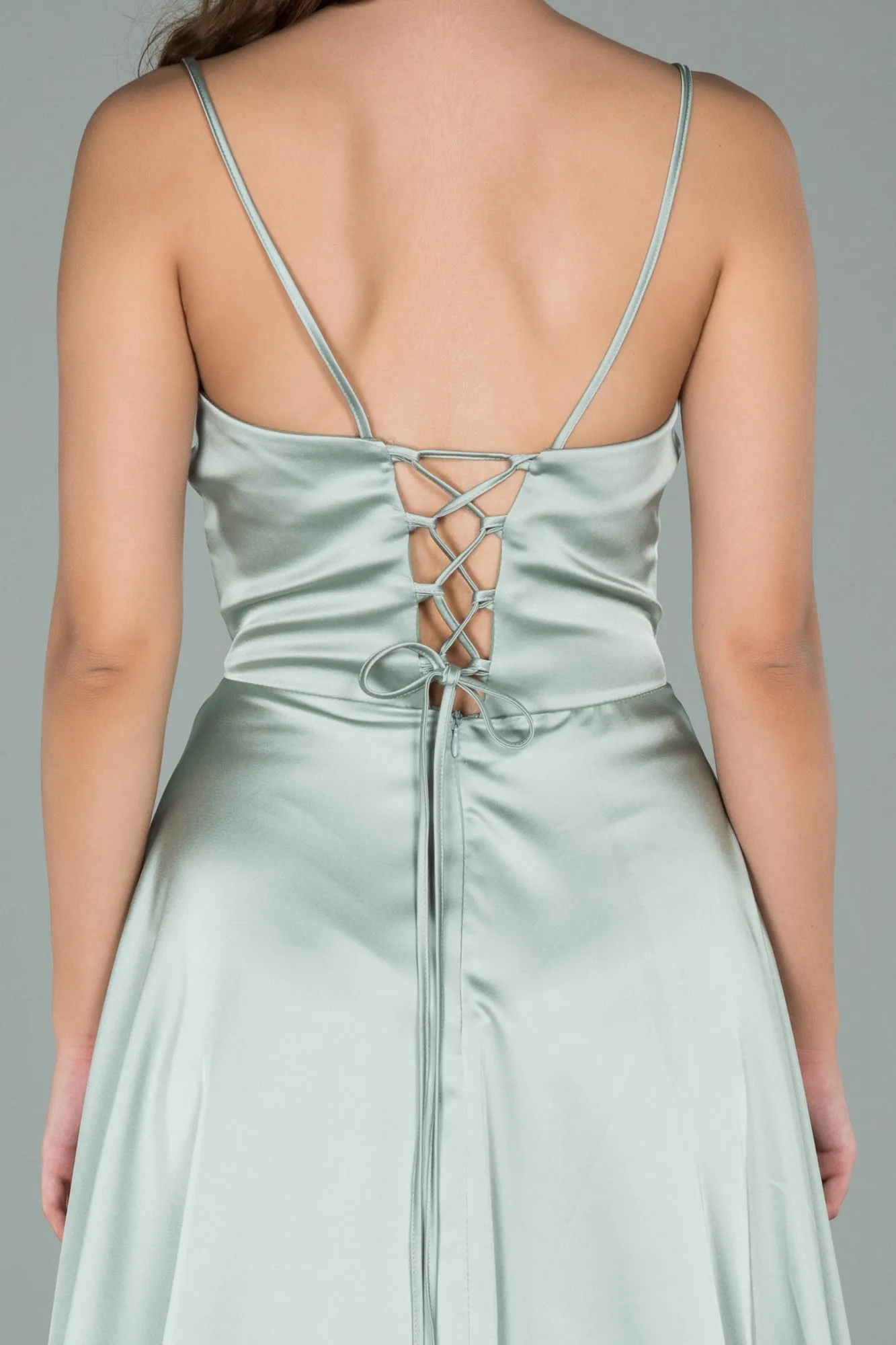 Mint-Long Satin Evening Dress ABU1458