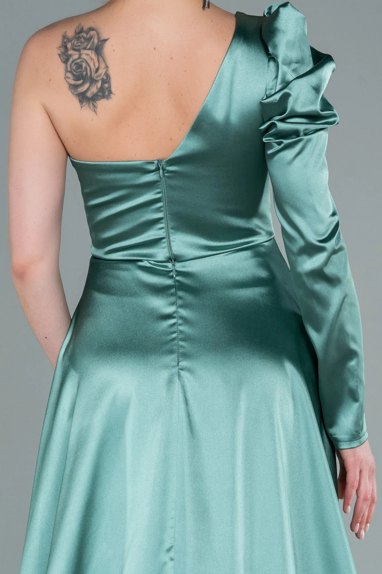 Mint-Long Satin Evening Dress ABU1715