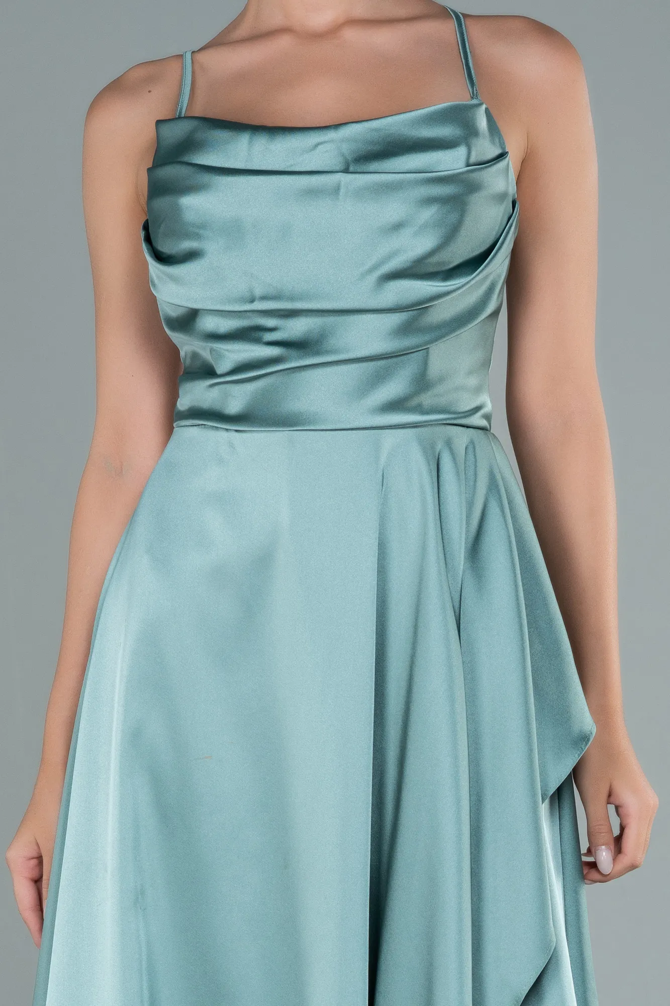 Mint-Long Satin Evening Dress ABU1843