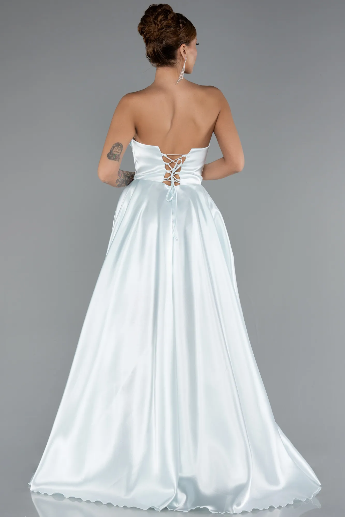 Mint-Long Satin Evening Dress ABU5064