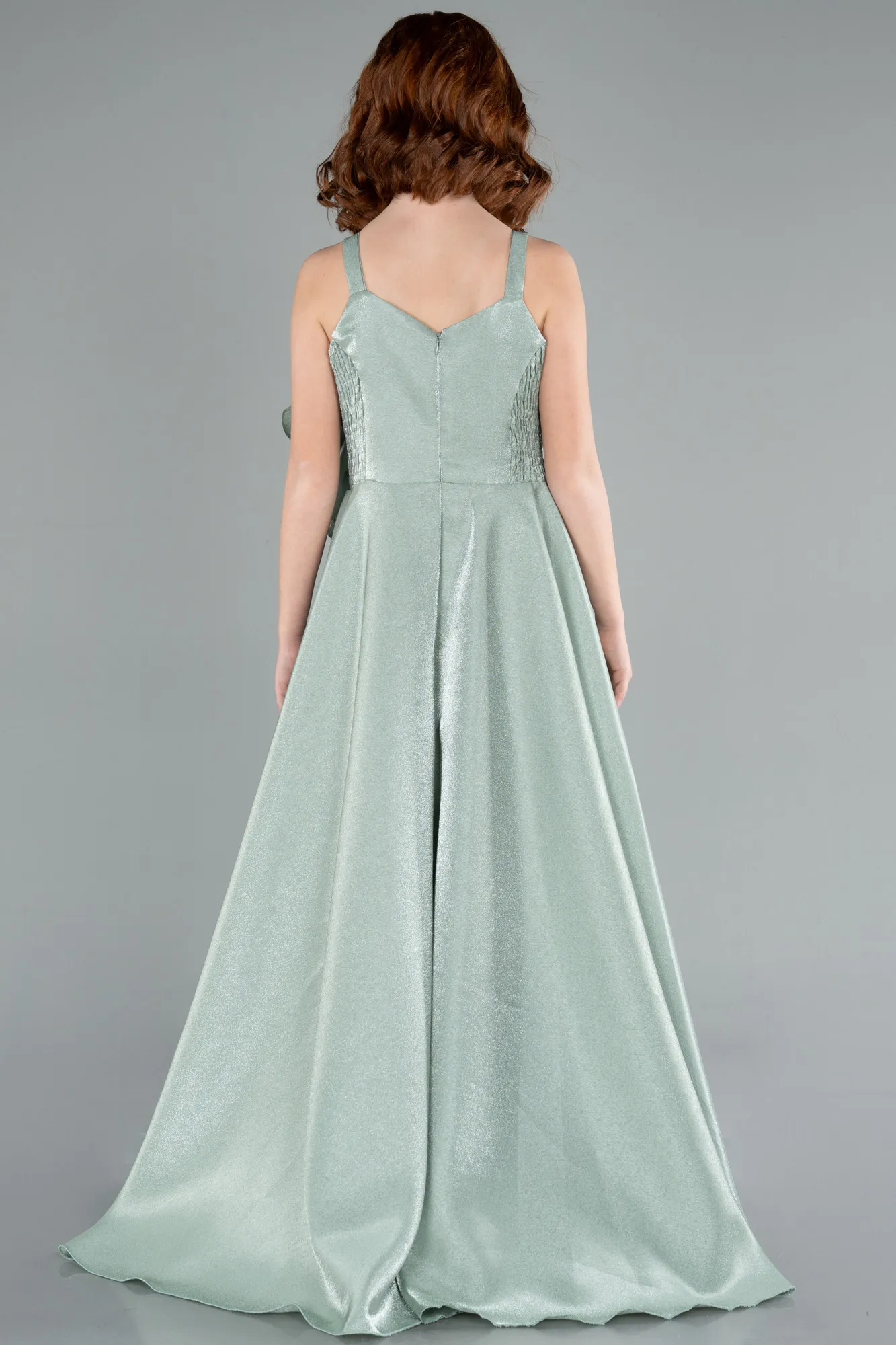 Mint-Long Satin Girl Dress ABU4831