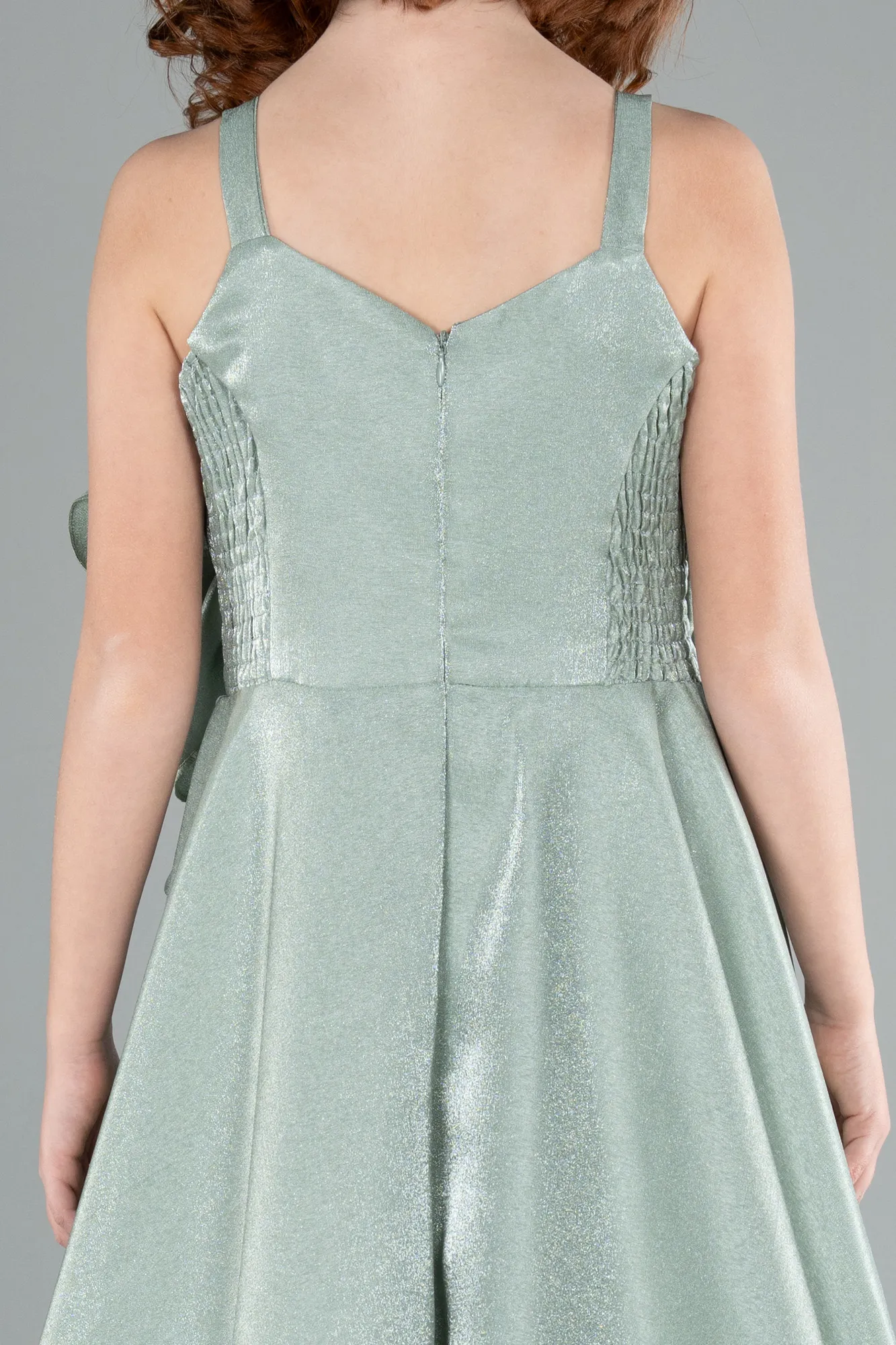 Mint-Long Satin Girl Dress ABU4831
