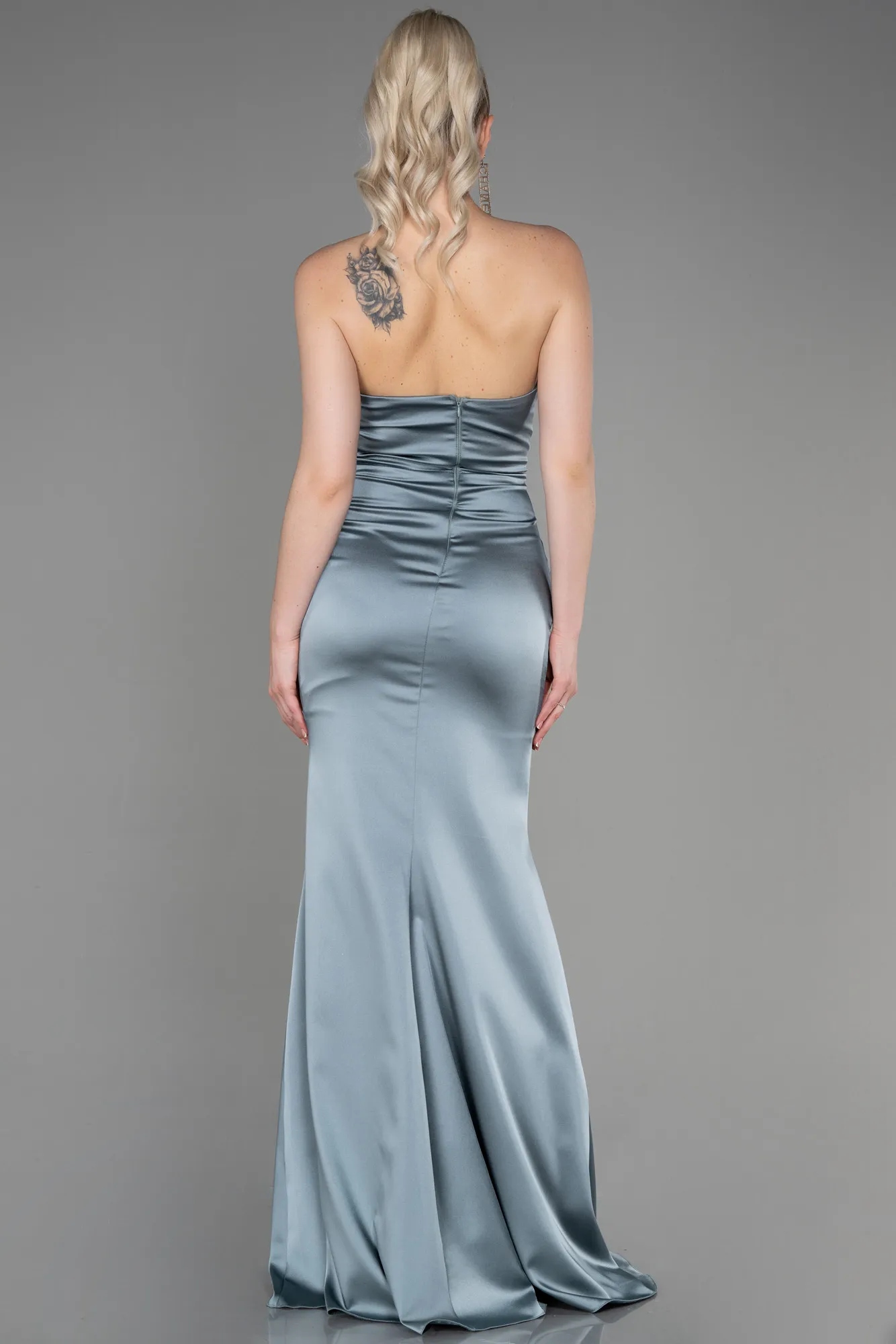 Mint-Long Satin Mermaid Evening Dress ABU3232