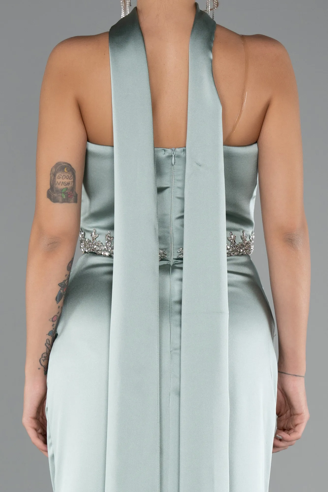 Mint-Long Satin Mermaid Prom Dress ABU5370