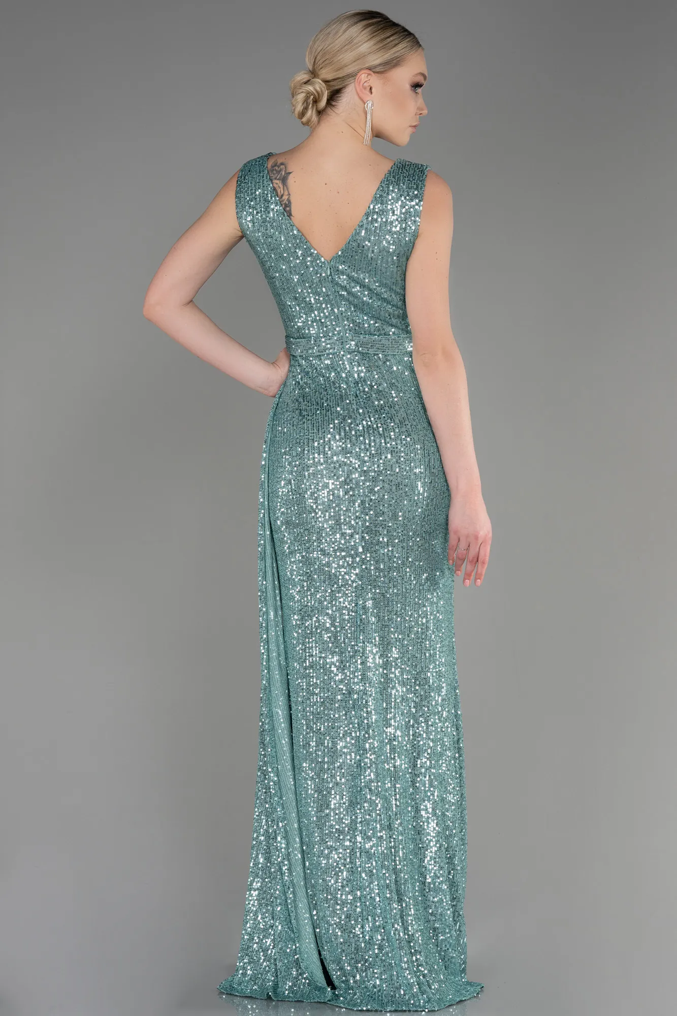 Mint-Long Scaly Evening Dress ABU3201