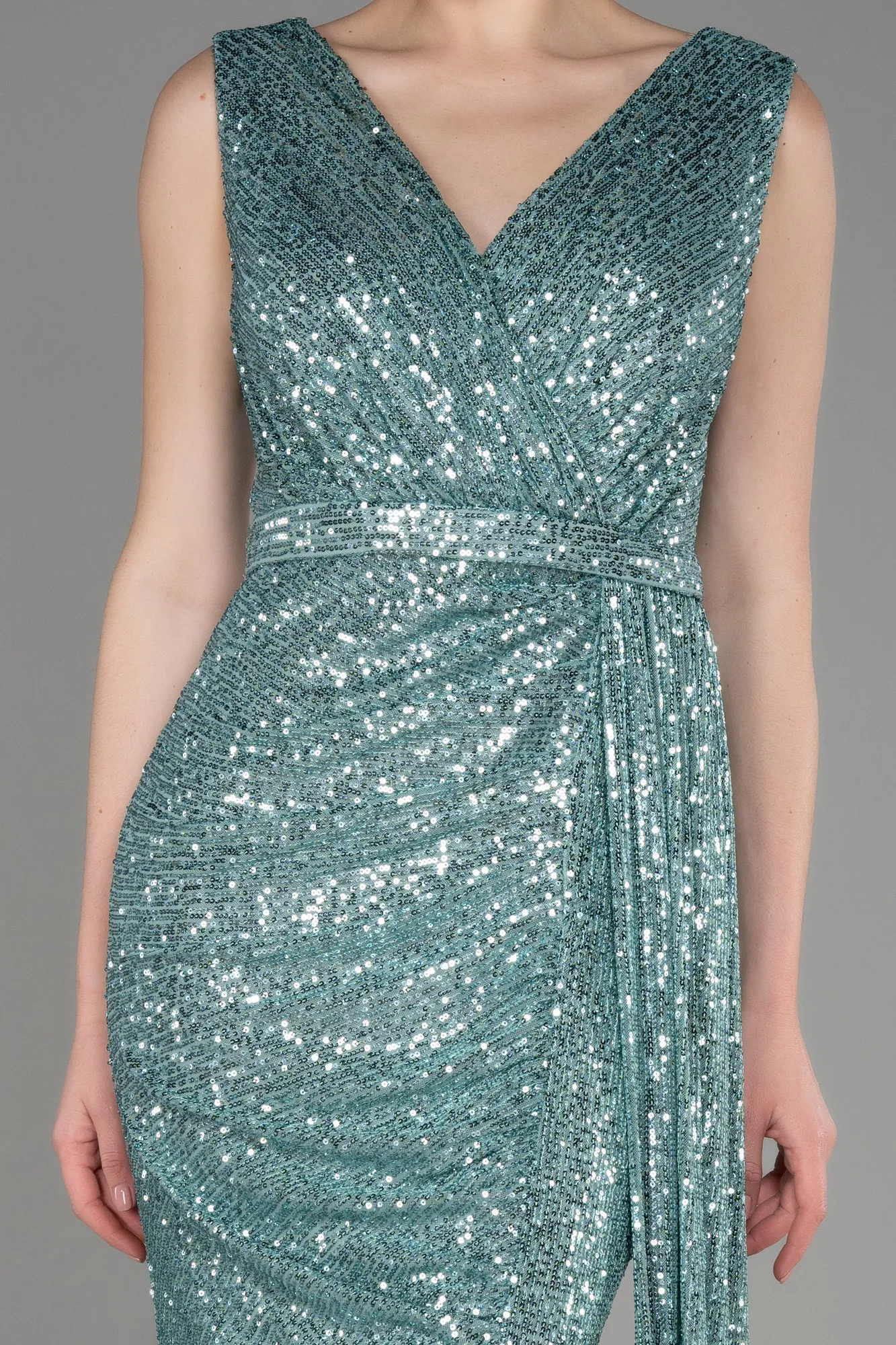 Mint-Long Scaly Evening Dress ABU3201