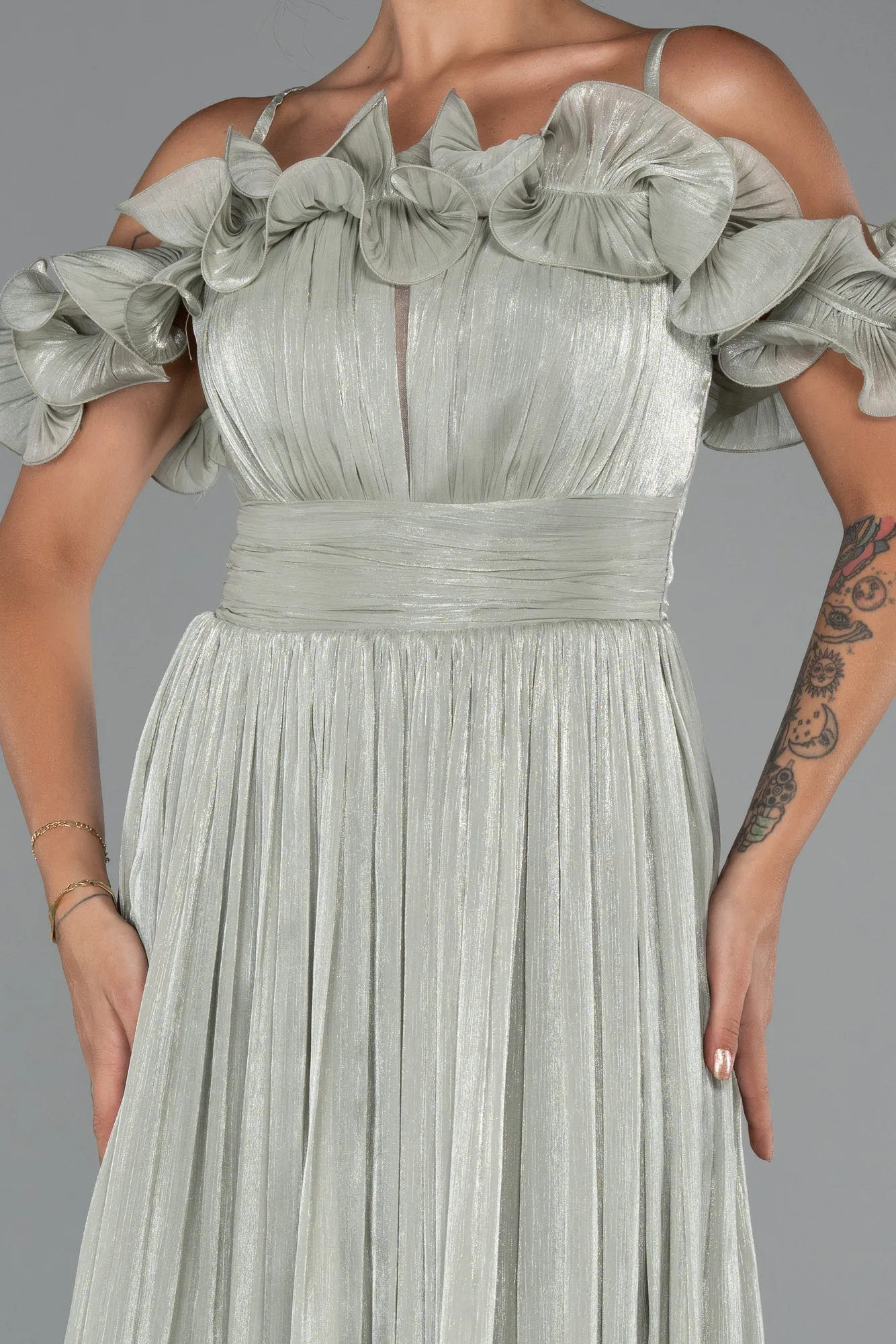 Mint-Midi Chiffon Cocktail Dress ABK2425