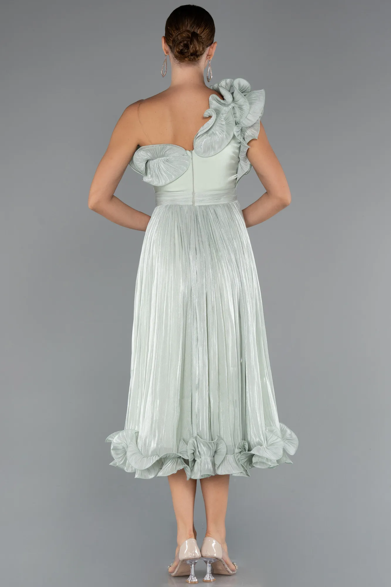 Mint-Midi Chiffon Cocktail Dress ABK2434