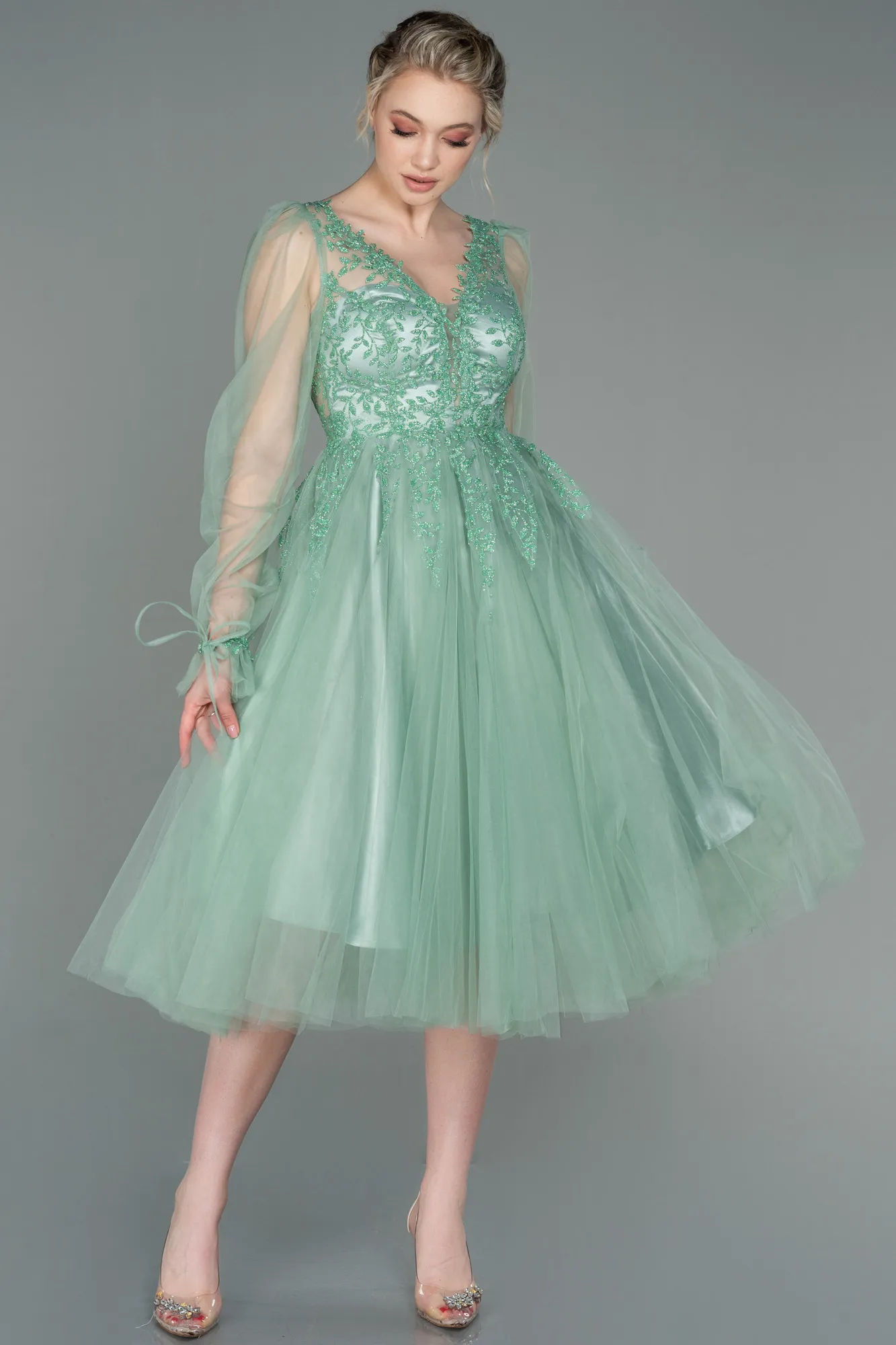 Mint-Midi Invitation Dress ABK1771