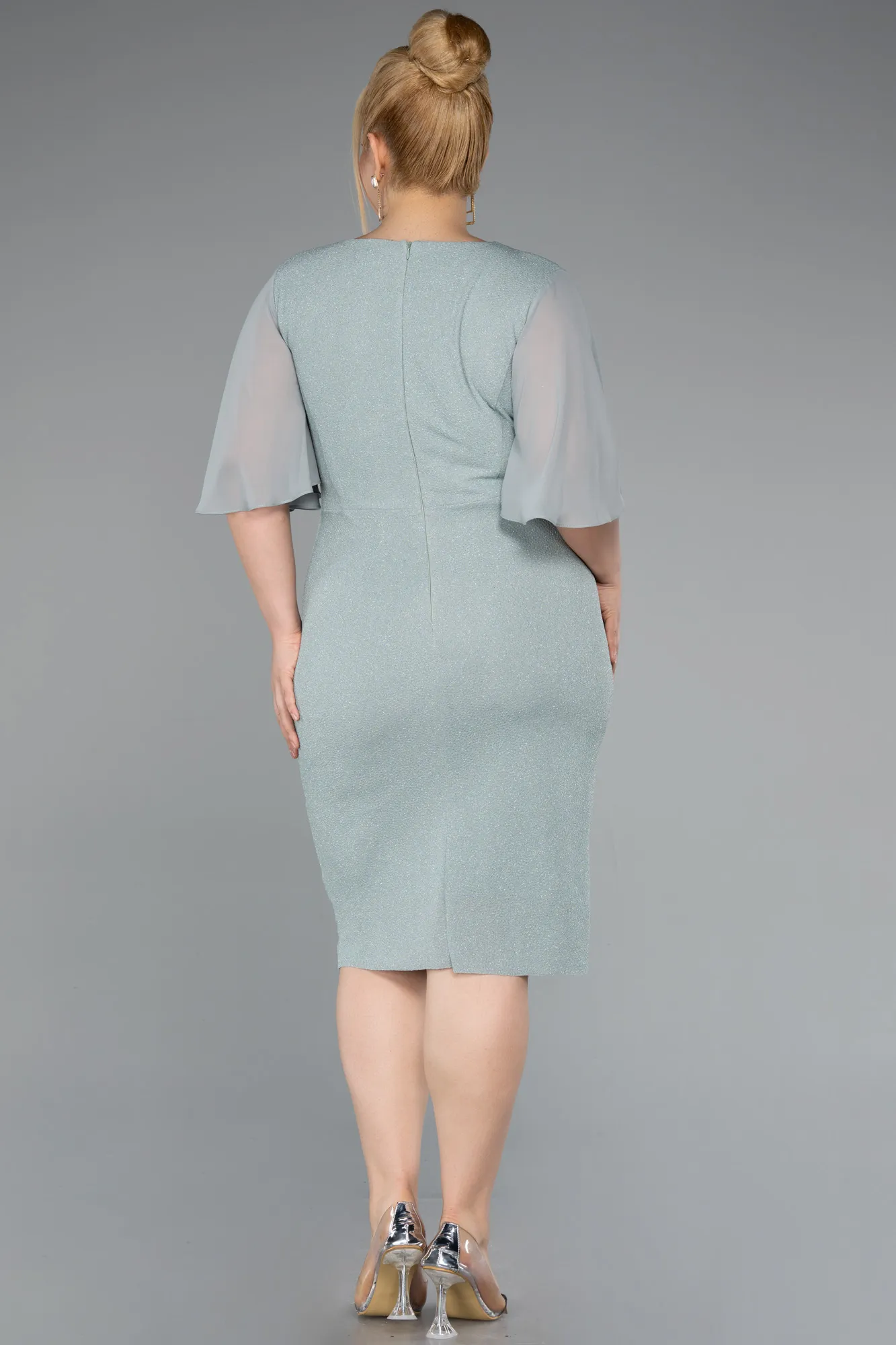 Mint-Midi Plus Size Evening Dress ABK1826