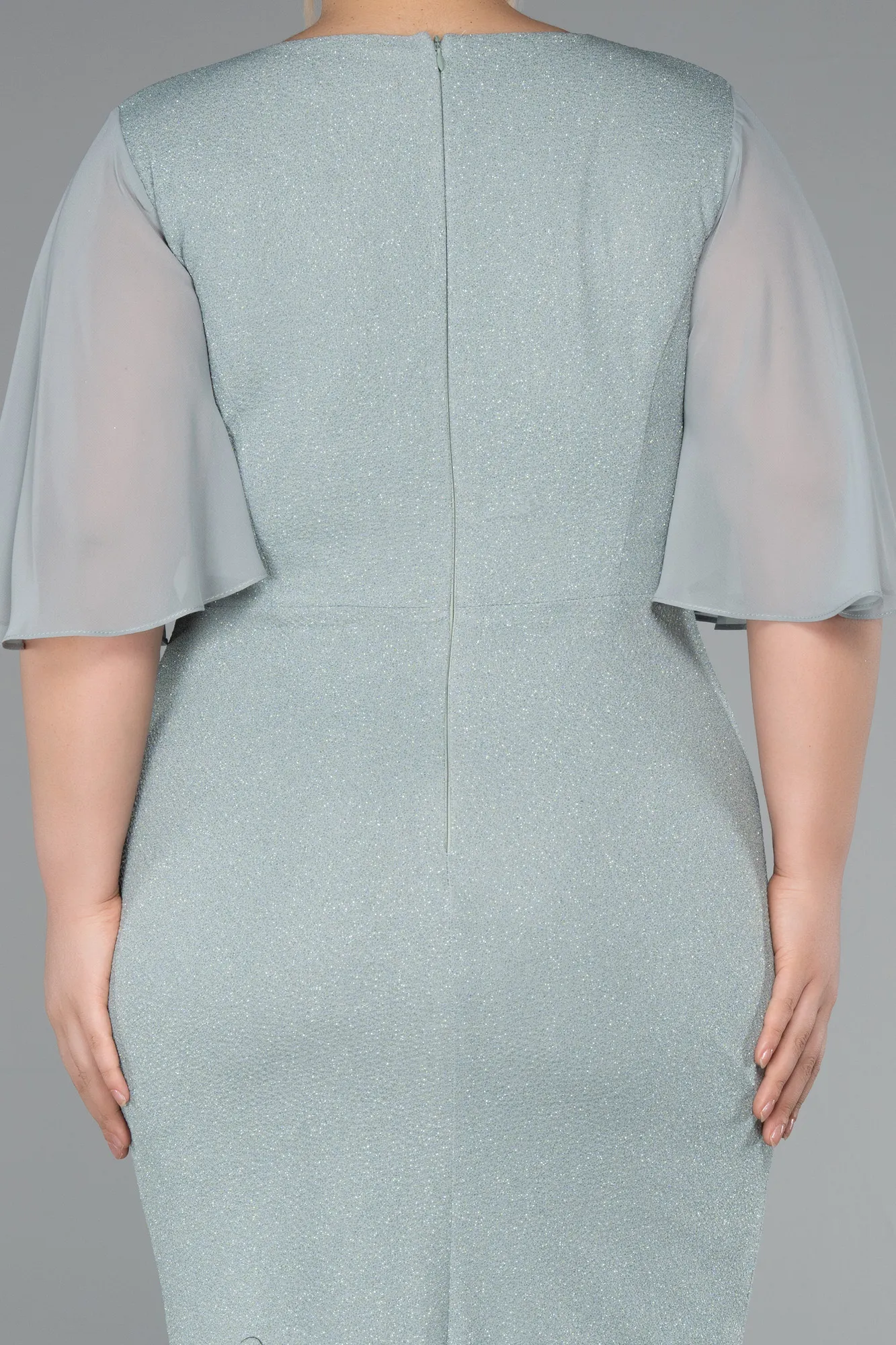 Mint-Midi Plus Size Evening Dress ABK1826