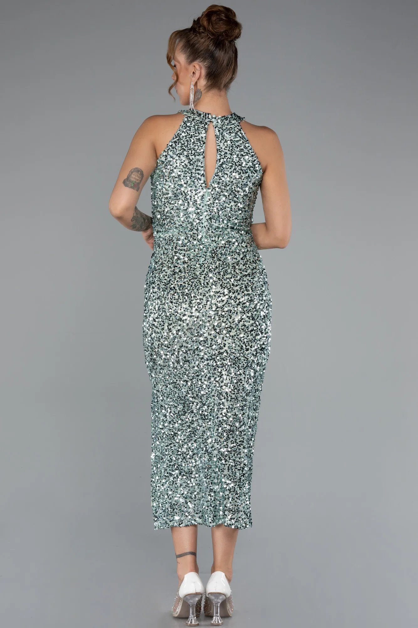 Mint-Midi Scaly Party Dress ABK2386