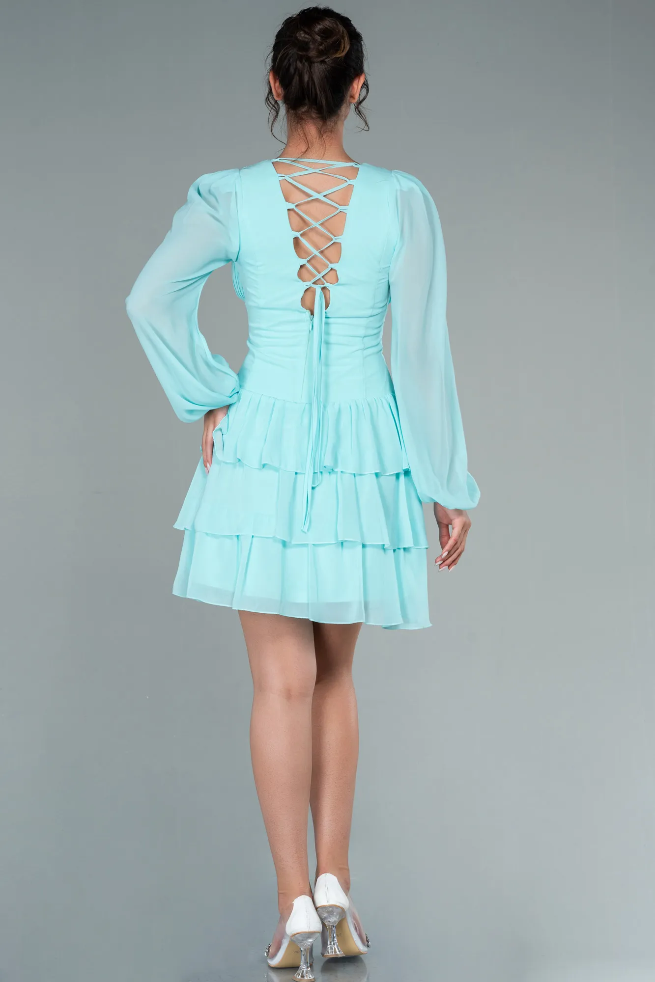 Mint-Mini Chiffon Invitation Dress ABK1899