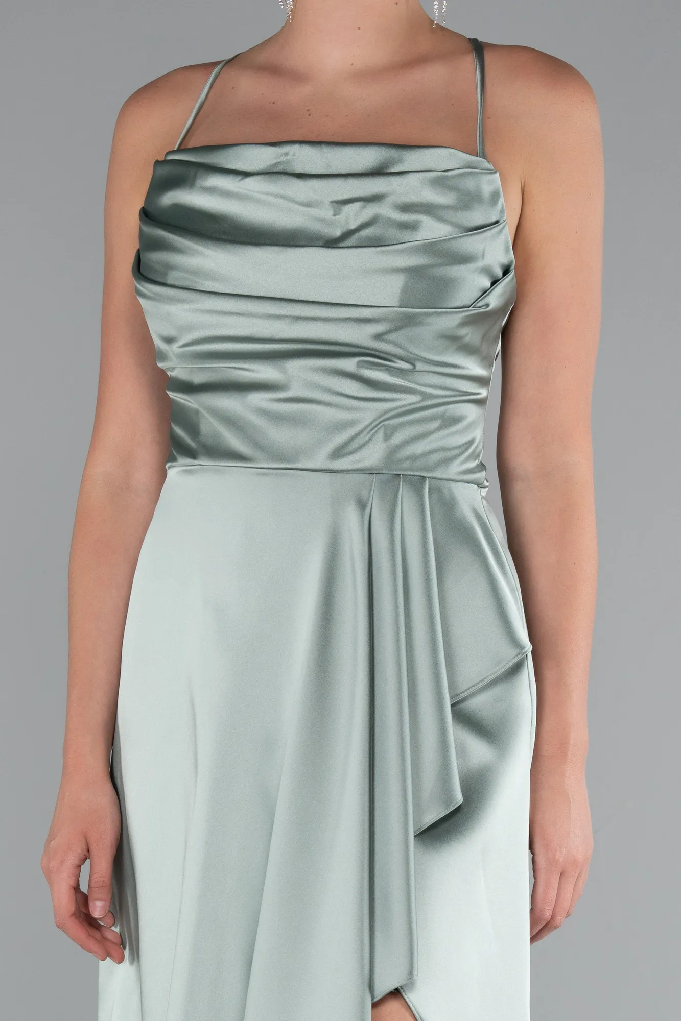 Mint-Short Satin Cocktail Dress ABK2366