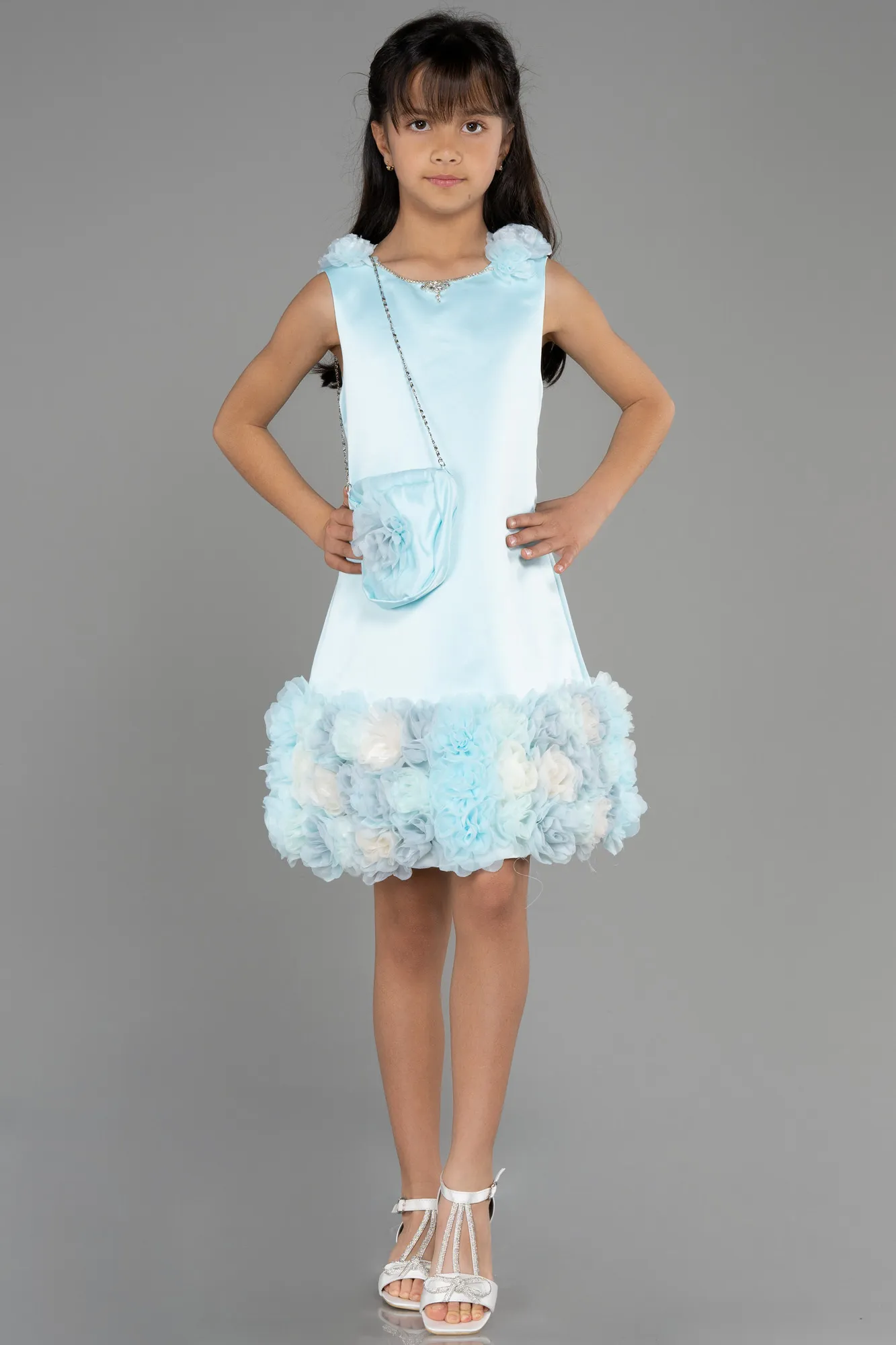 Mint-Short Satin Girl Dress ABK1994