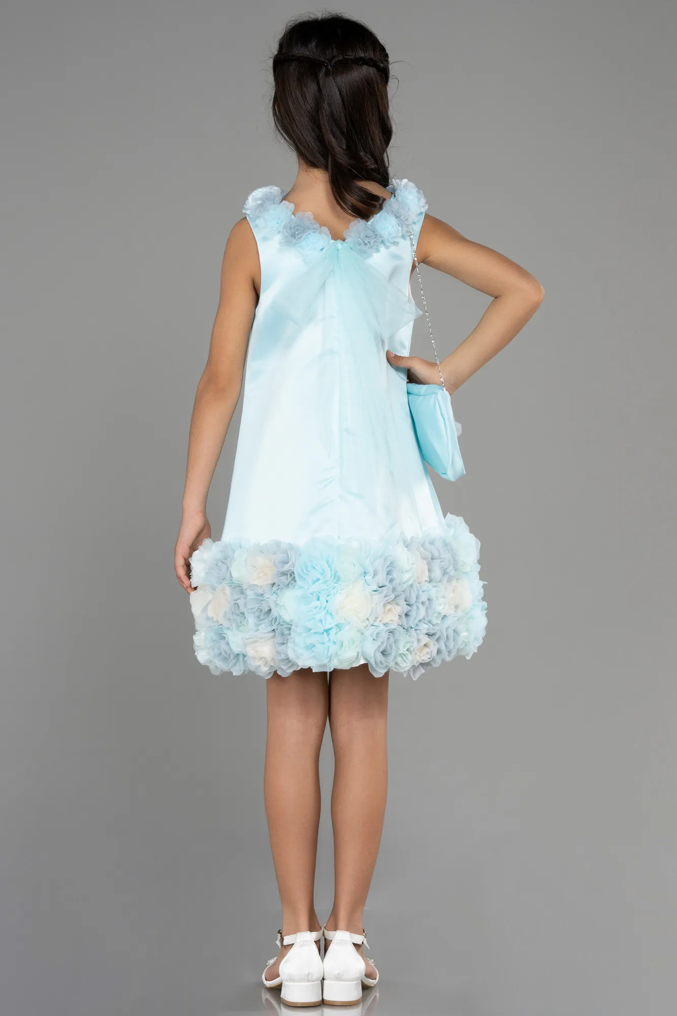 Mint-Short Satin Girl Dress ABK1994
