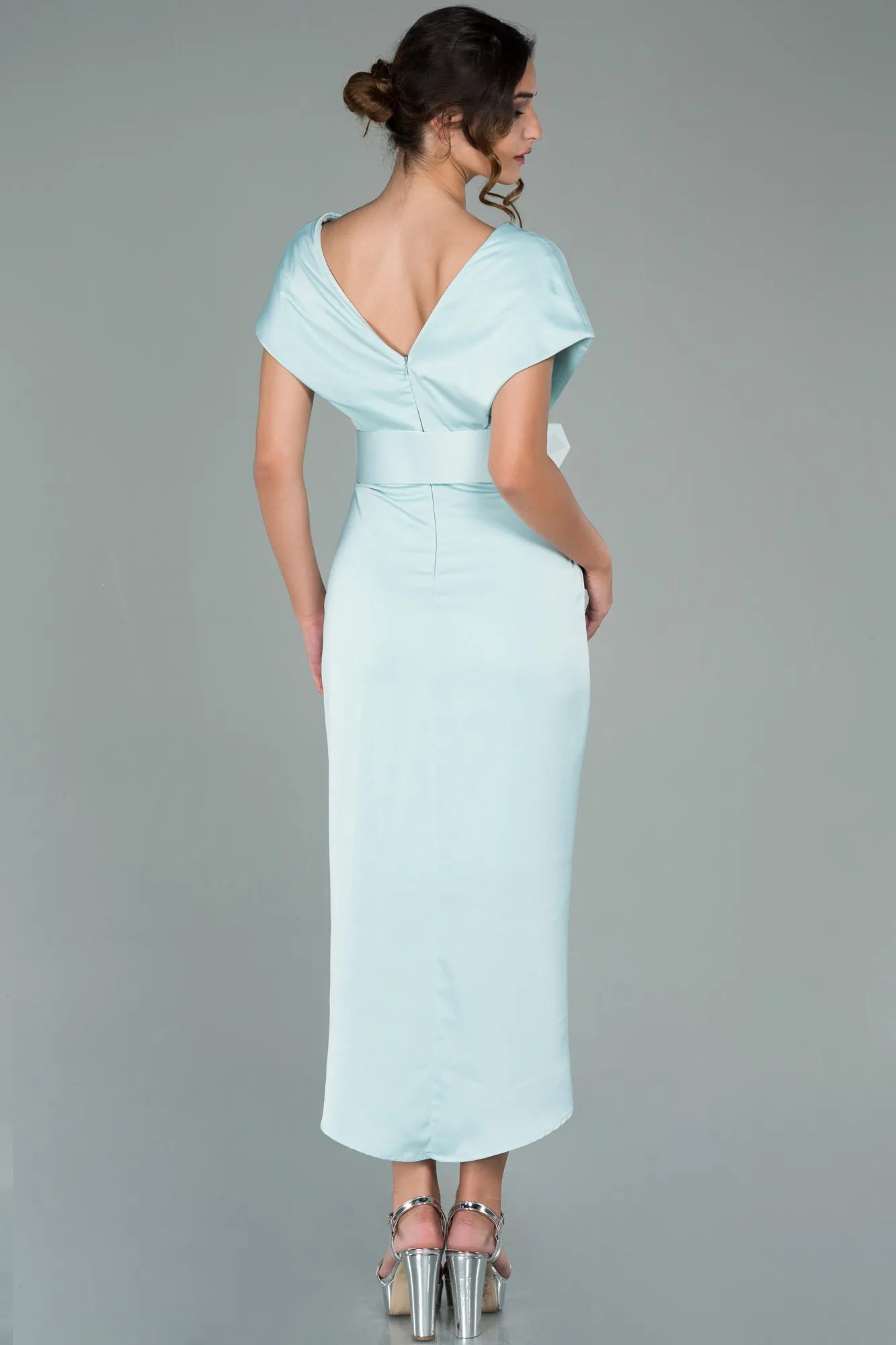 Mint-Short Satin Invitation Dress ABK1107