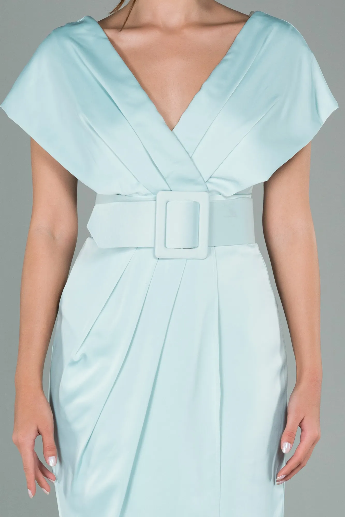 Mint-Short Satin Invitation Dress ABK1107