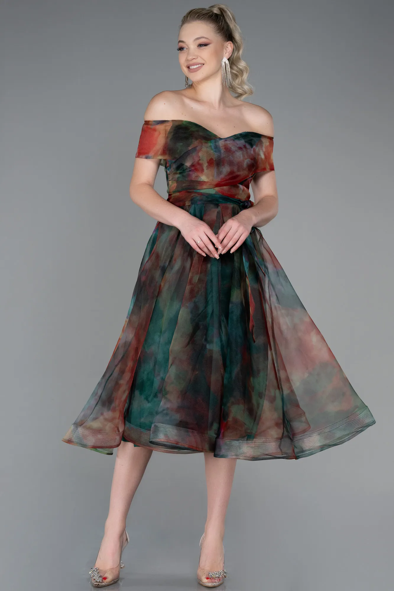 Multicolored-Midi Invitation Dress ABK1820