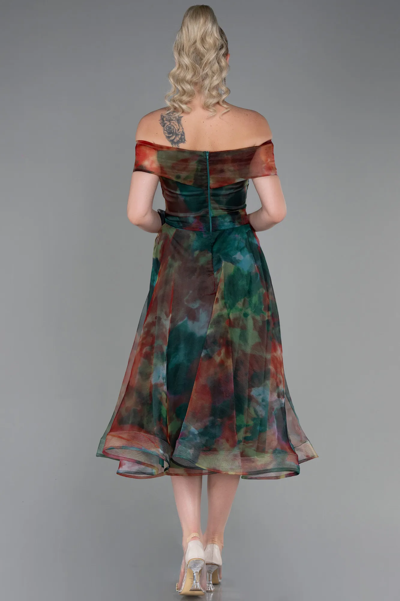 Multicolored-Midi Invitation Dress ABK1820