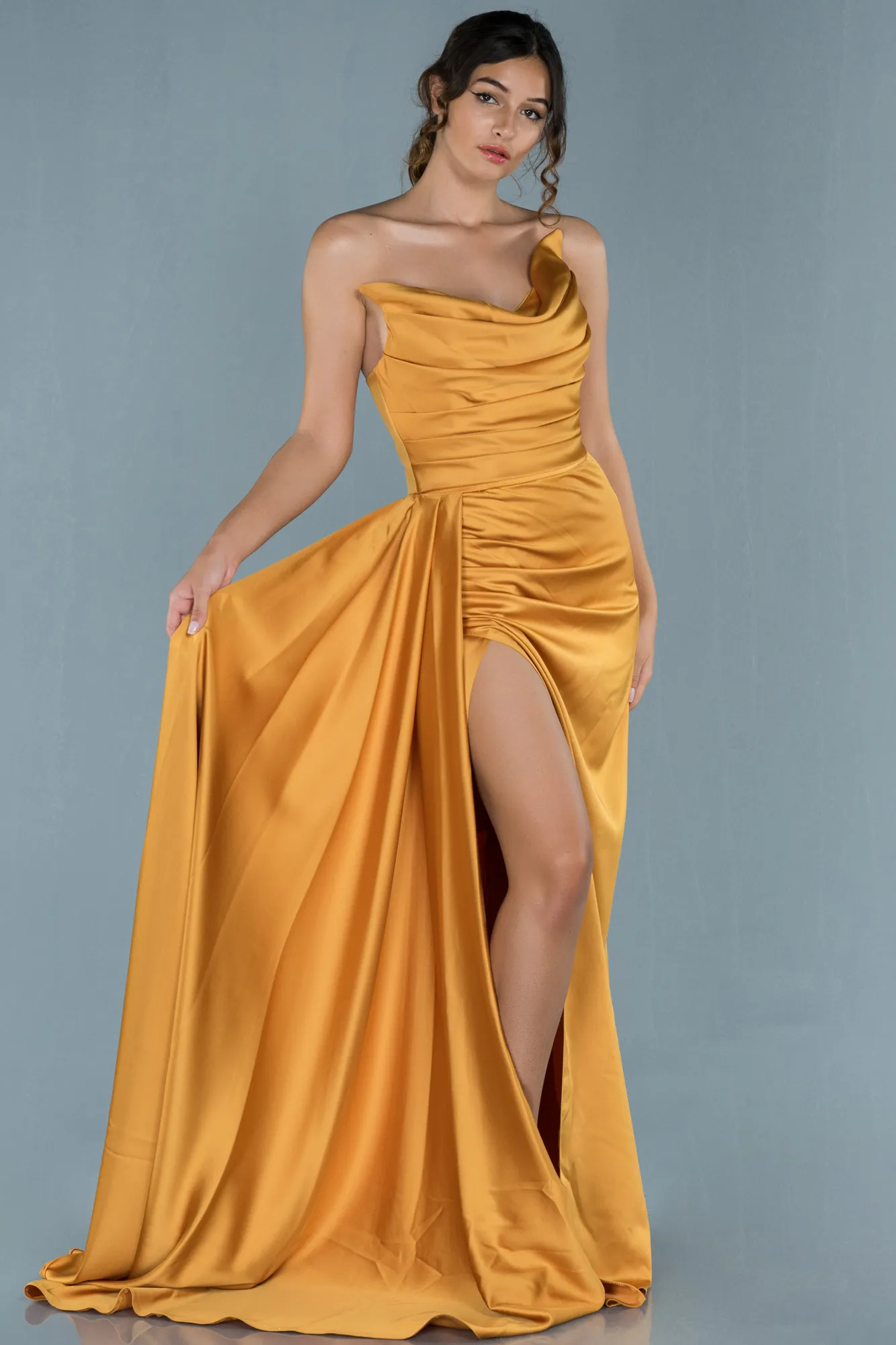 Mustard-Mermaid Evening Dress ABU3443