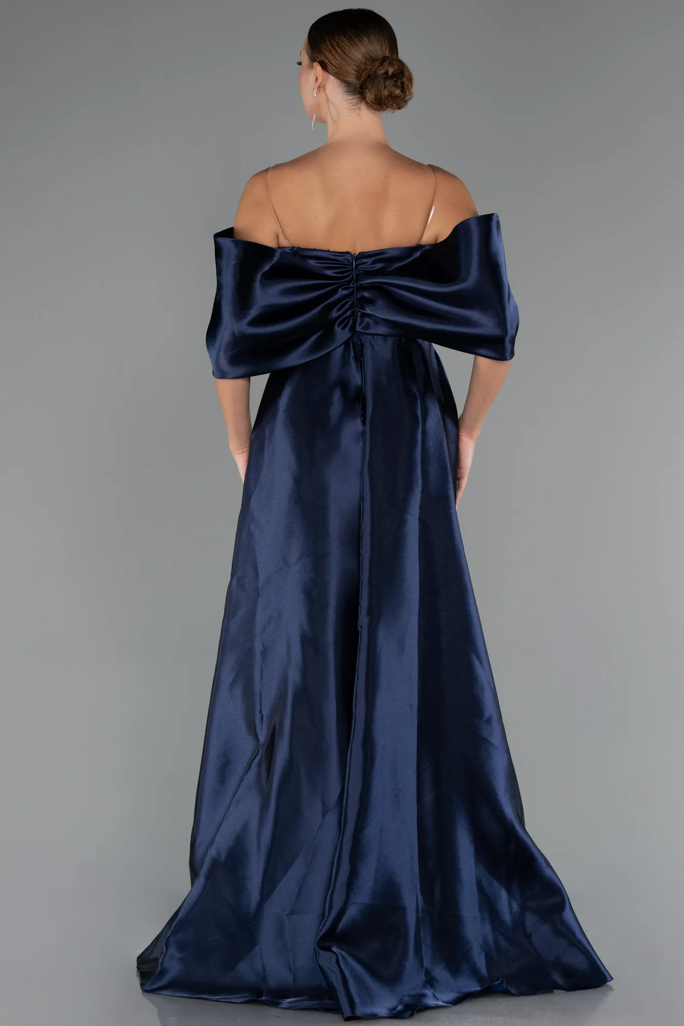 Navy Blue-Long Beaded Evening Dress ABU5234