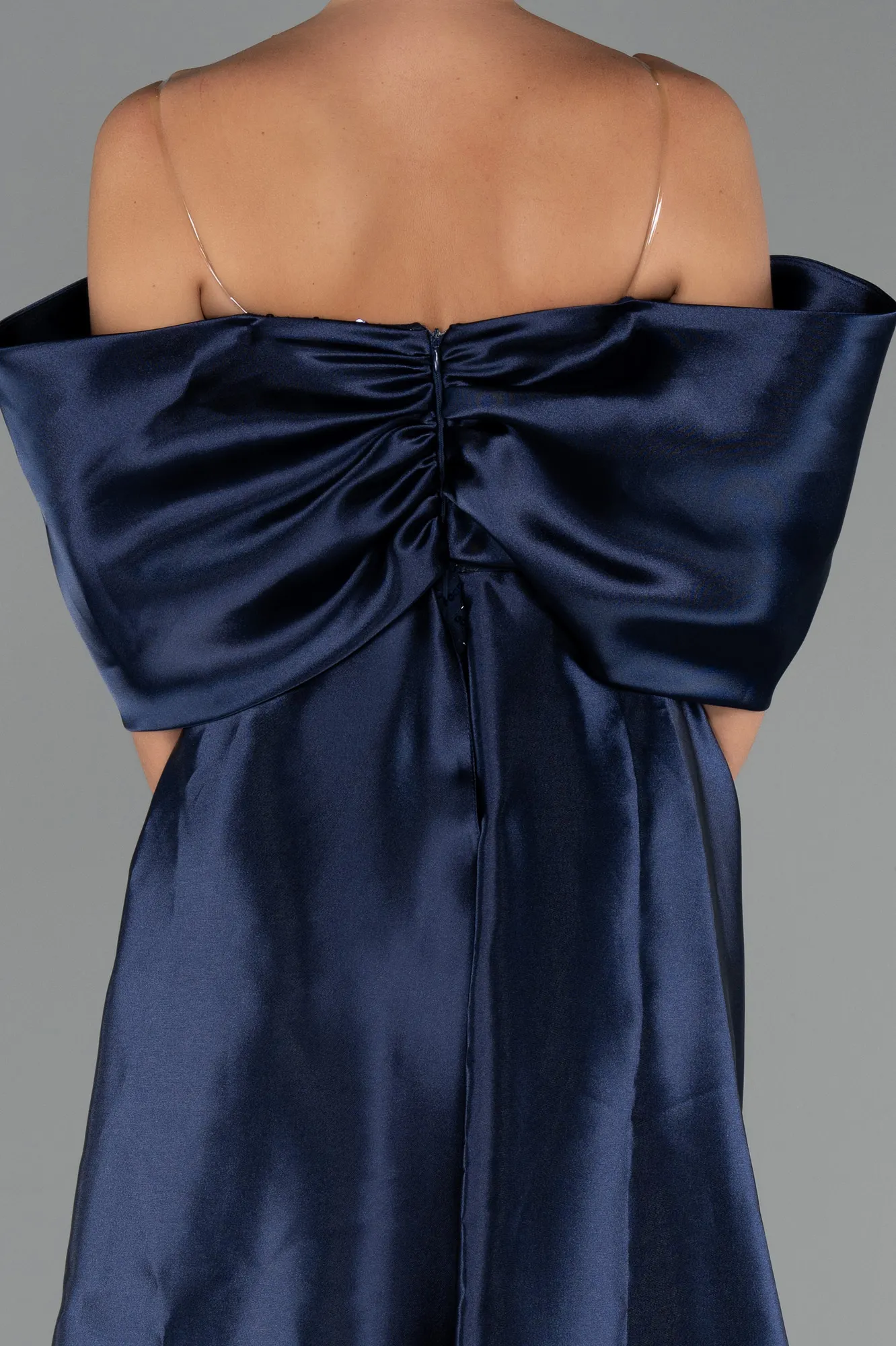 Navy Blue-Long Beaded Evening Dress ABU5234