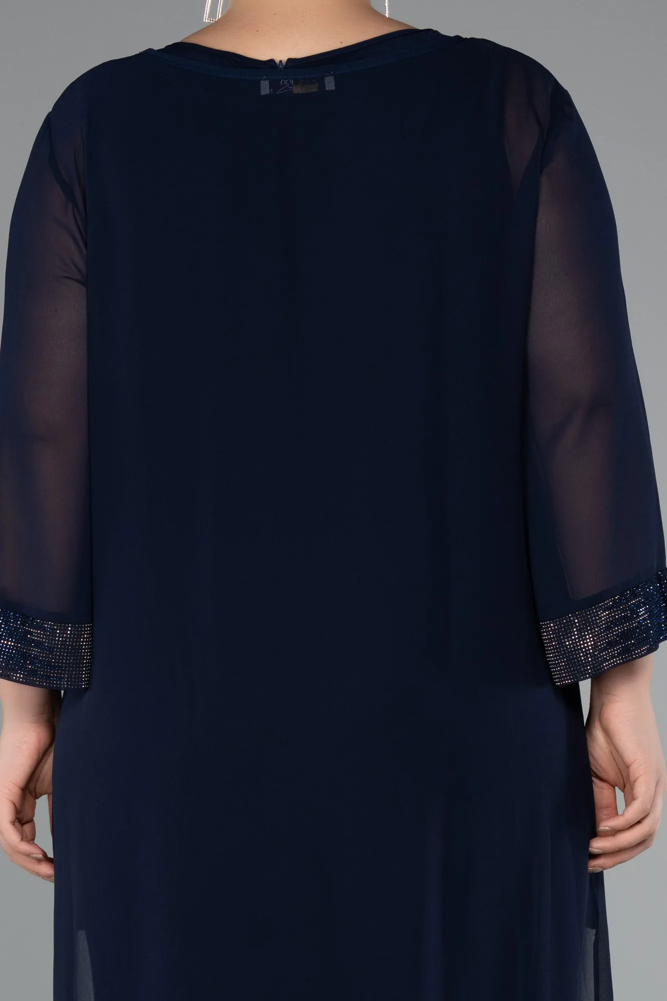 Navy Blue-Long Chiffon Evening Dress ABT083