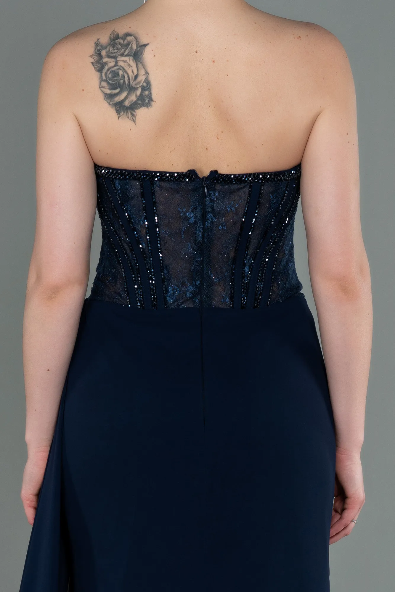 Navy Blue-Long Chiffon Evening Dress ABU3145