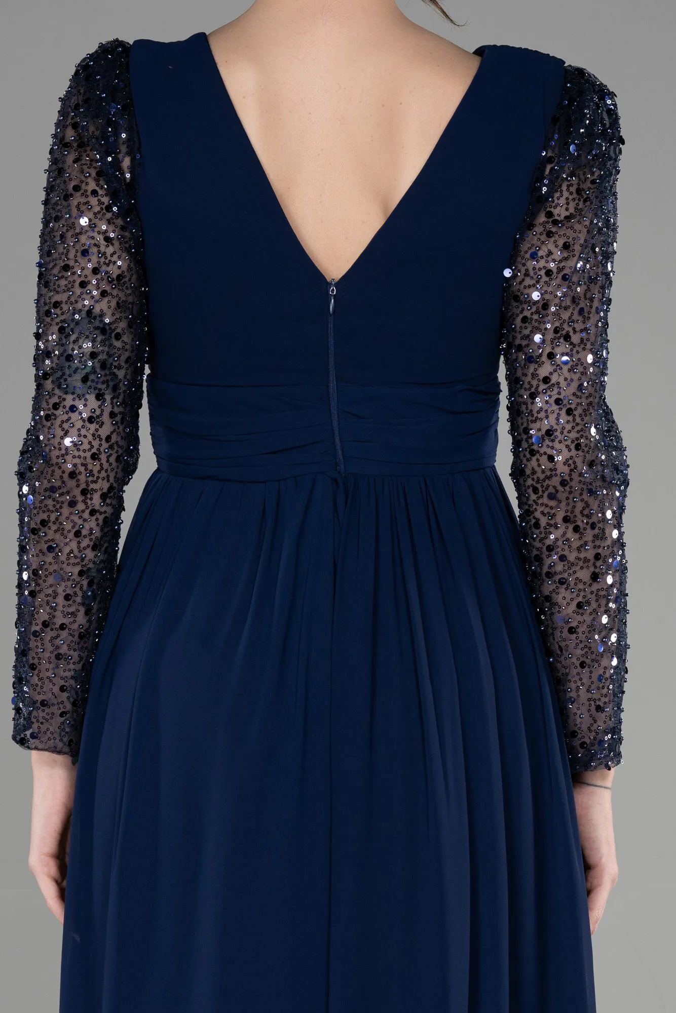 Navy Blue-Long Chiffon Evening Dress ABU3262