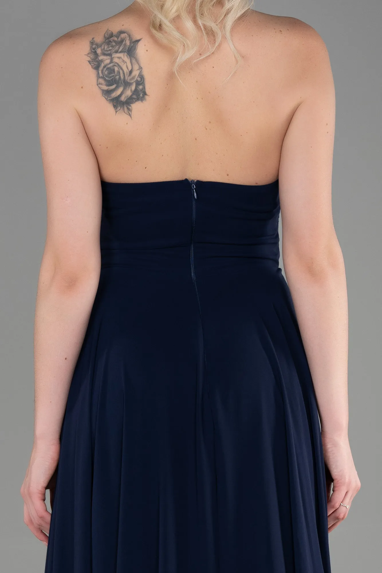 Navy Blue-Long Chiffon Evening Dress ABU3343